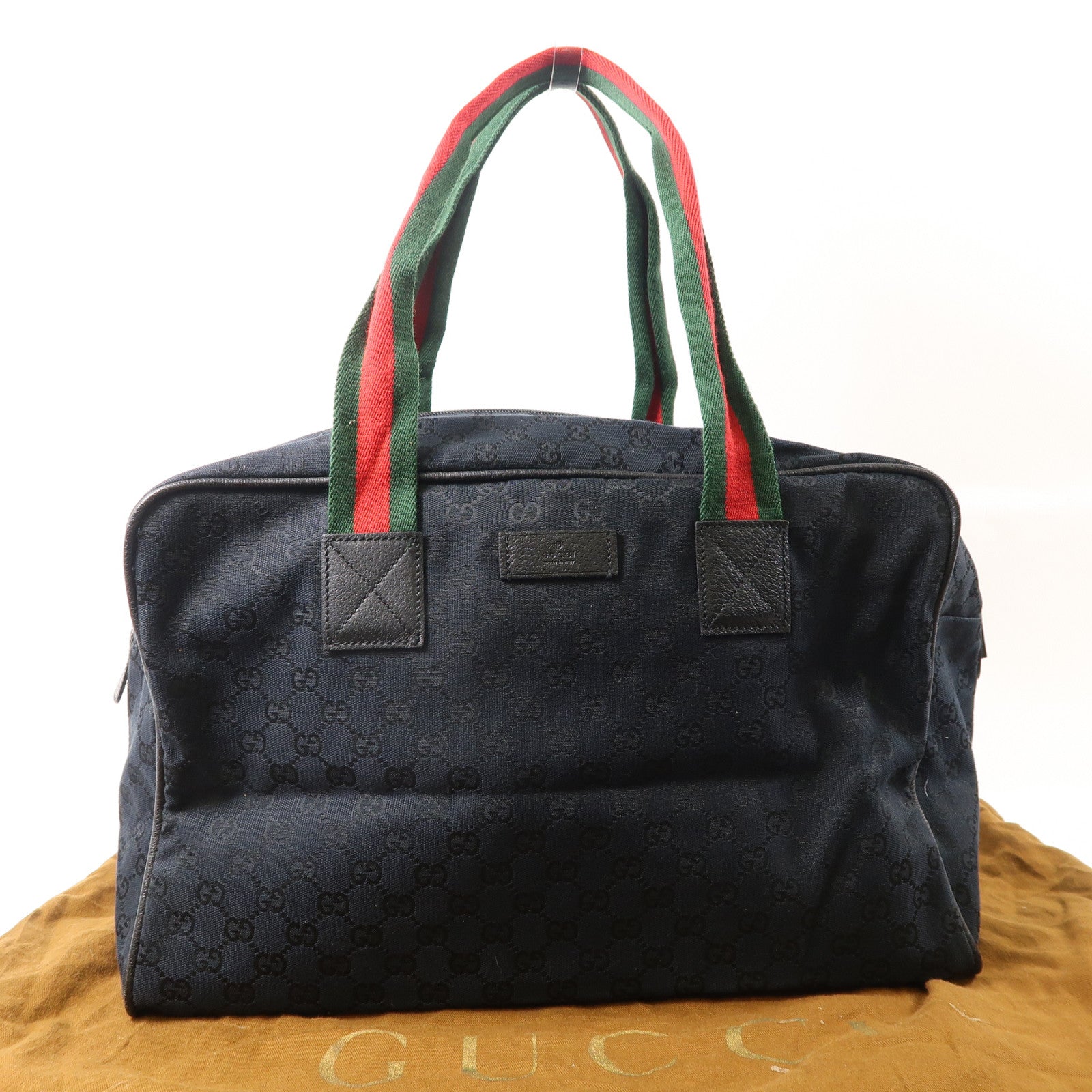 GUCCI 帆布Hand Bag銀扣肩背袋黑色