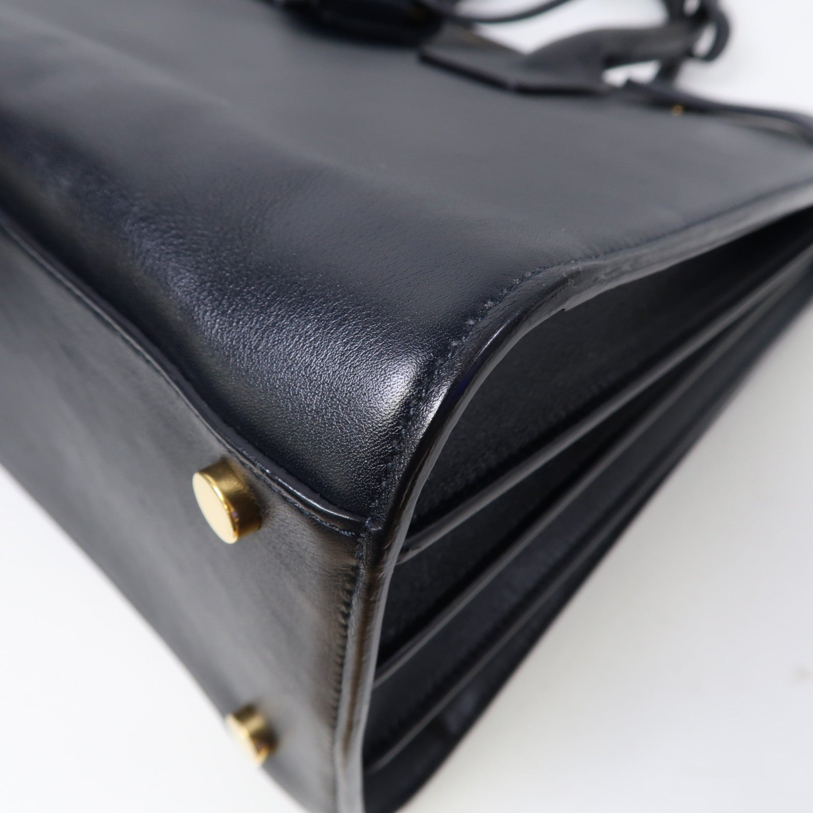 SAINT LAURENT 牛皮皮革Sac de Jour Small金扣手挽肩背兩用袋深藍色