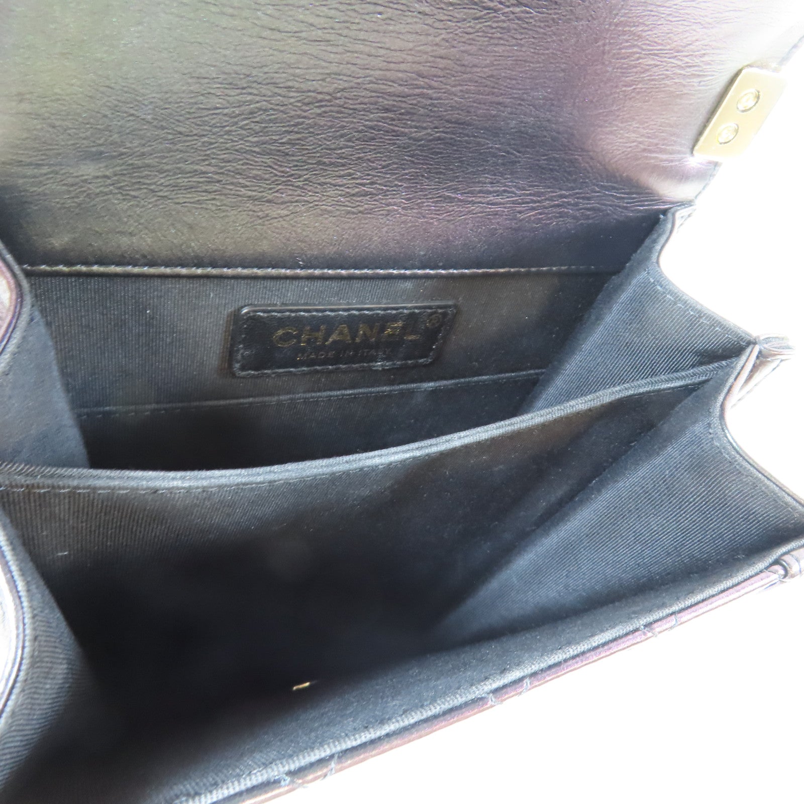 CHANEL 【激減優惠】菱格牛皮皮革Boy Chain Shoulder Bag金扣鏈帶肩背袋紫色