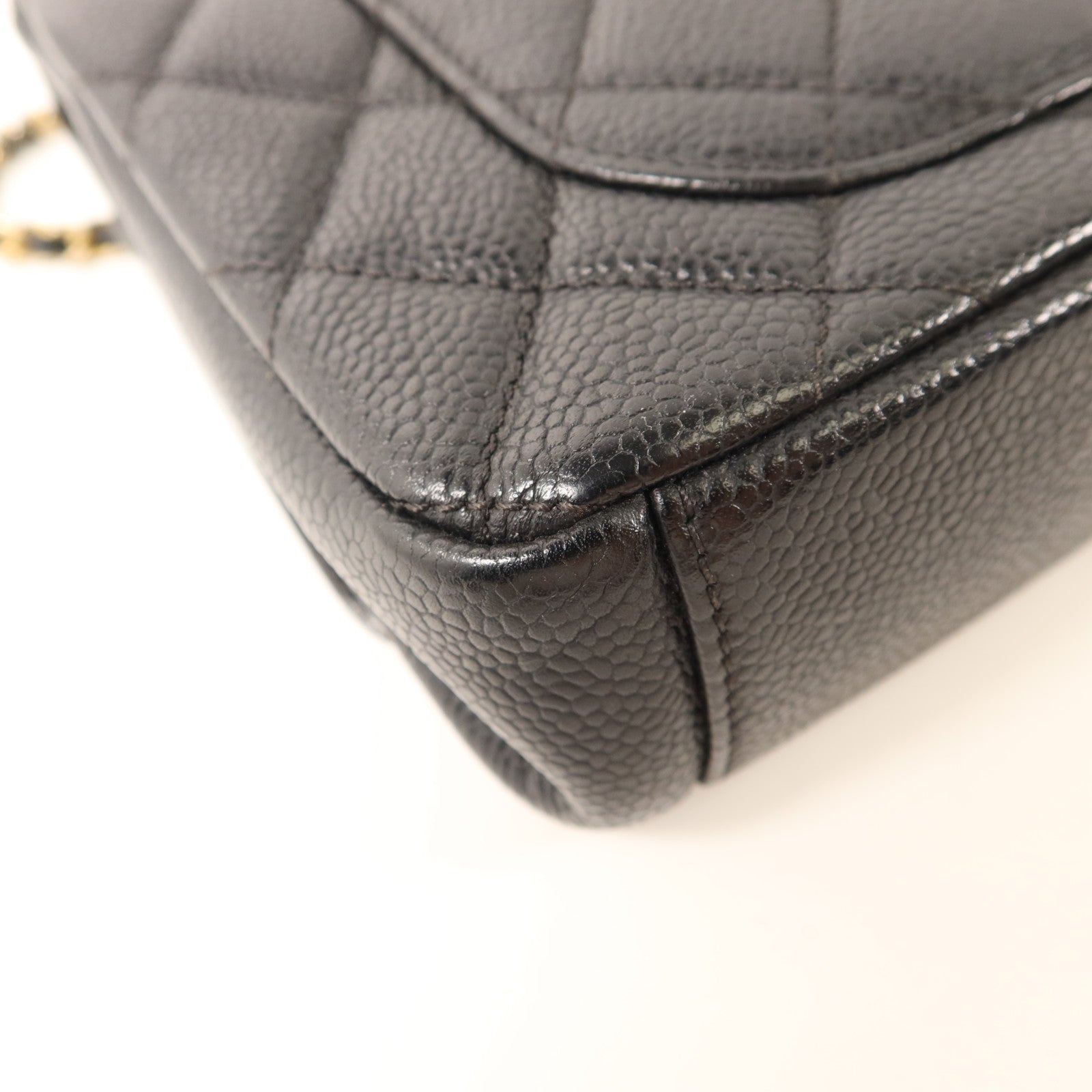 CHANEL 牛皮皮革Chain Shoulder金扣鏈帶肩背袋