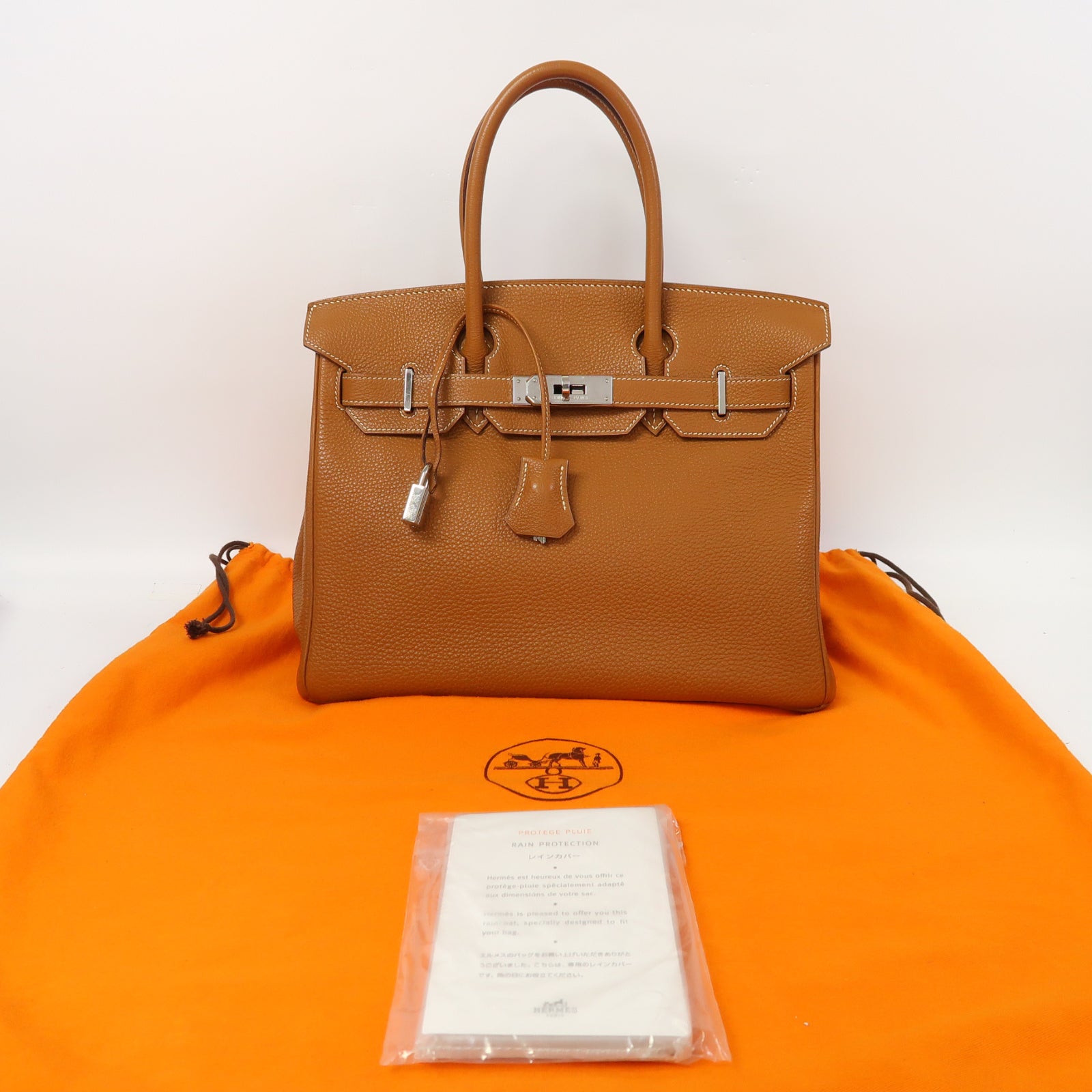 HERMES Togo皮革Birkin 30銀扣手挽袋經典駝色