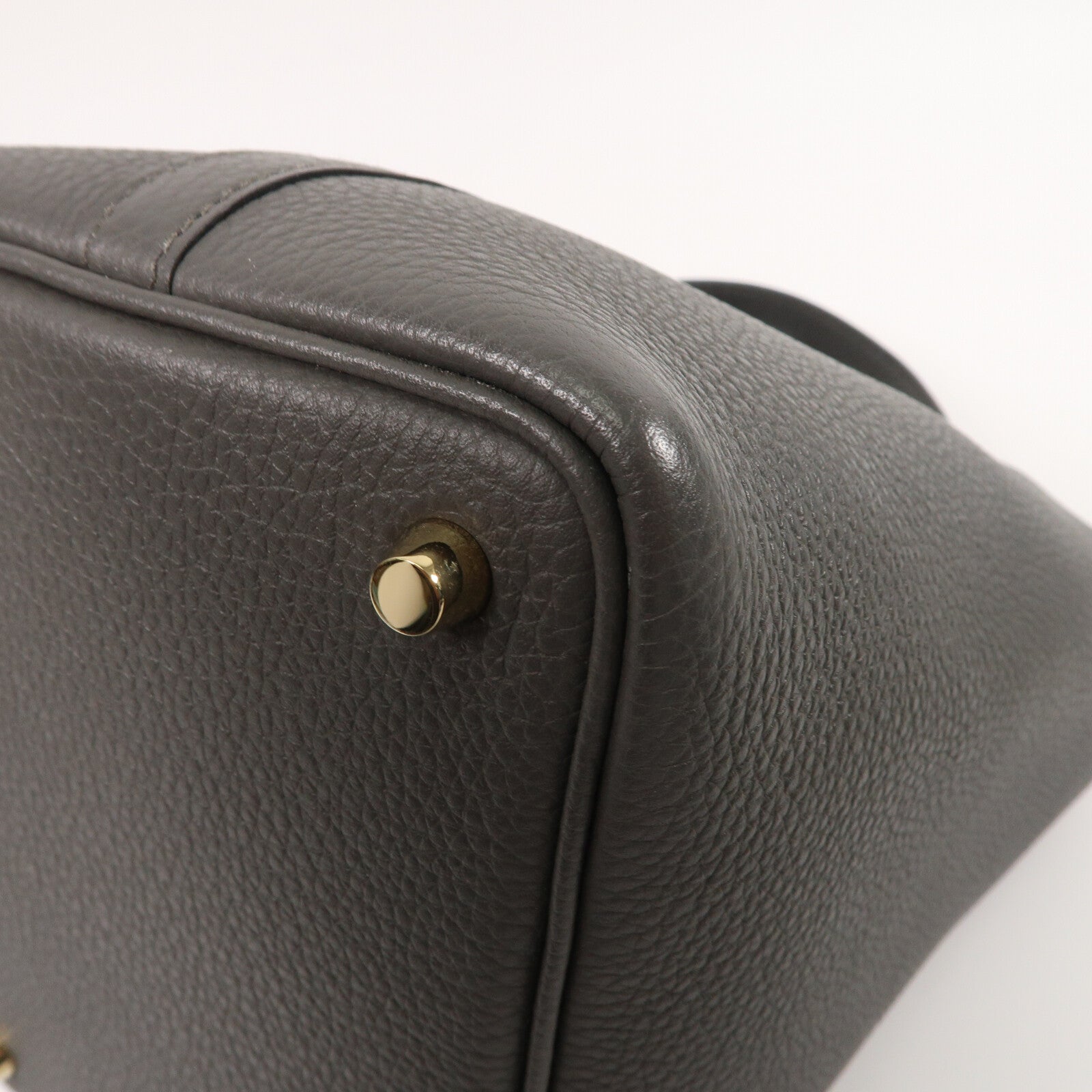 HERMES Clemence皮革Picotin PM手挽袋Gris Misty