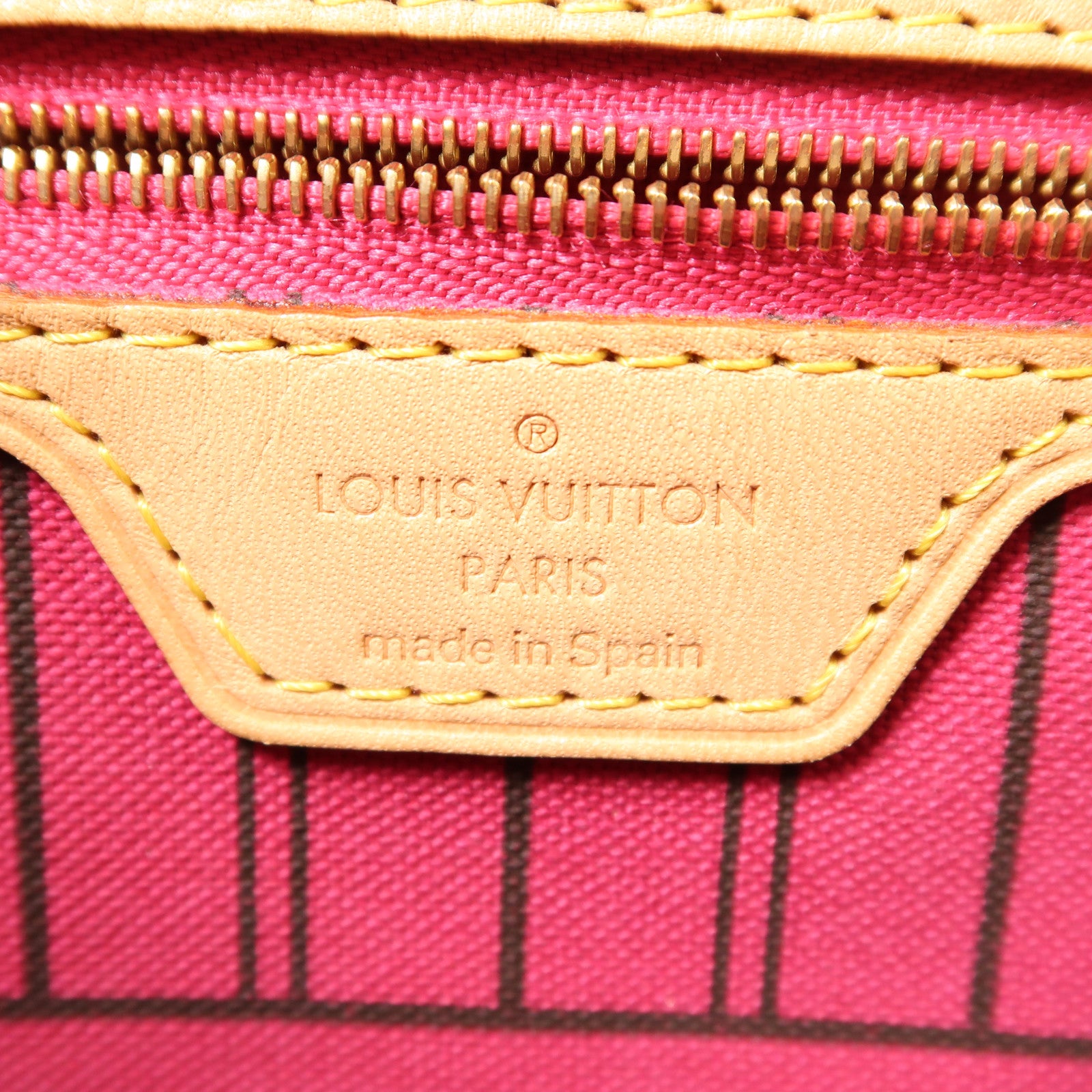 LOUIS VUITTON Monogram Neverfull MM金扣手挽袋