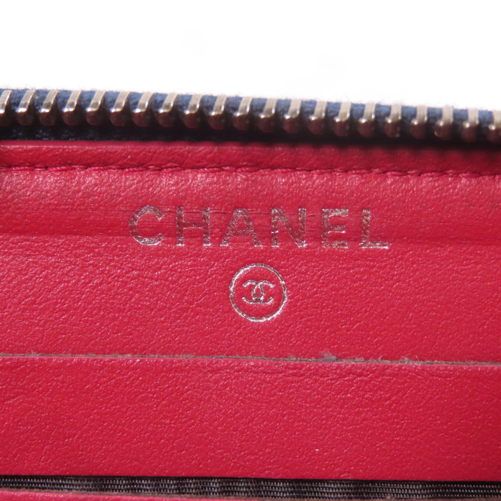 CHANEL 【激減優惠】菱格牛皮皮革Wallet銀扣錢包深藍色/黑色