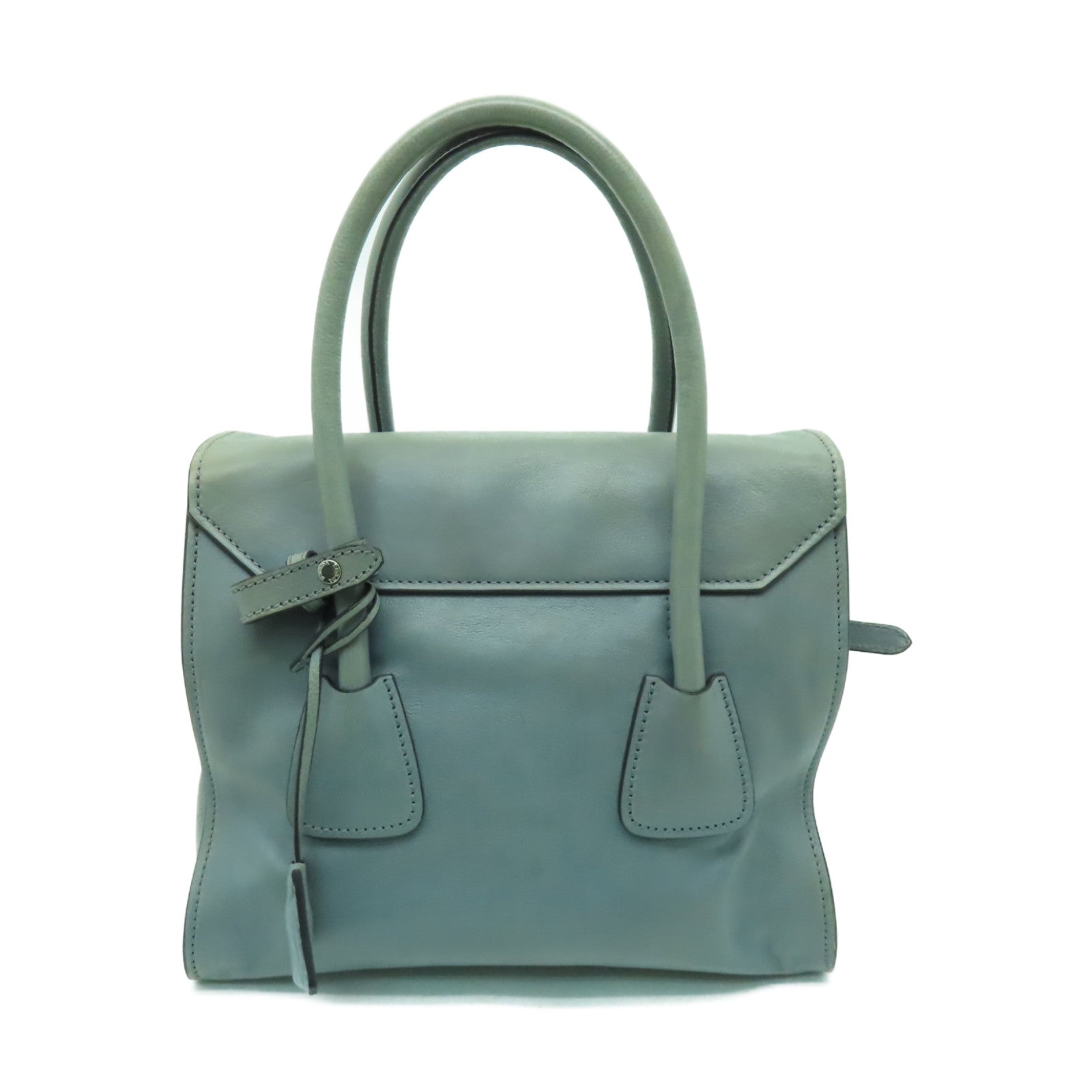 PRADA 【清倉大減價】牛皮皮革2 Way Shoulder Bag銀扣手挽肩背兩用袋海藍色