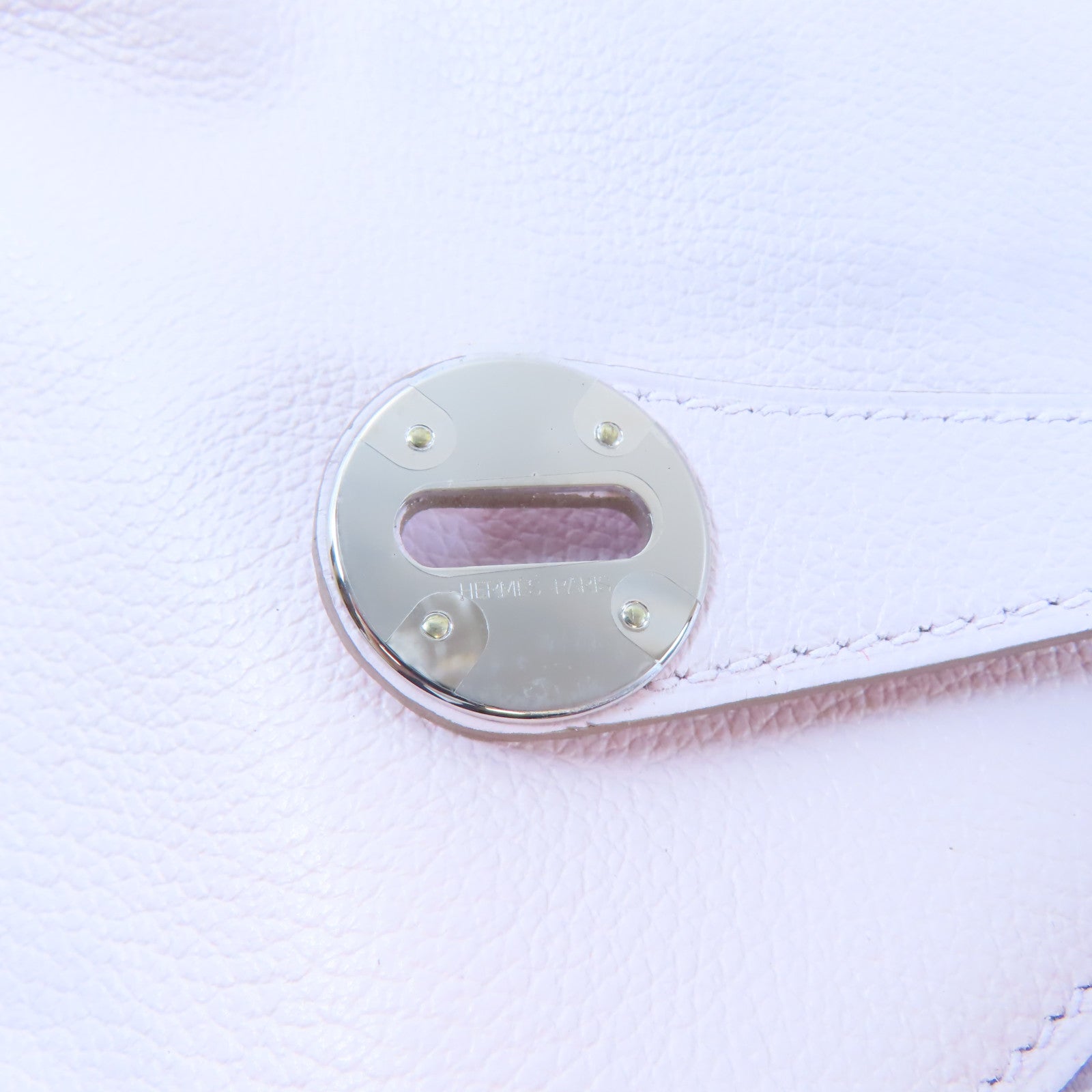 HERMES Evercolor皮革Lindy 26銀扣手挽肩背兩用袋Mauve Pale/淺紫色/New White/白色