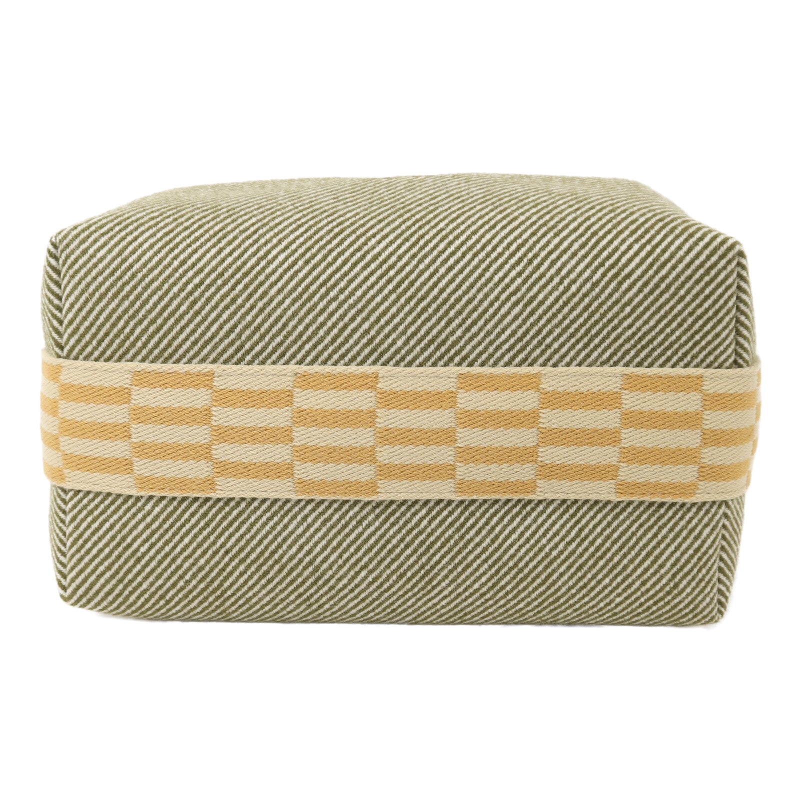 HERMES 帆布Bride-A Brac Cabriole PM銀扣手挽袋Green/Yellow/Beige