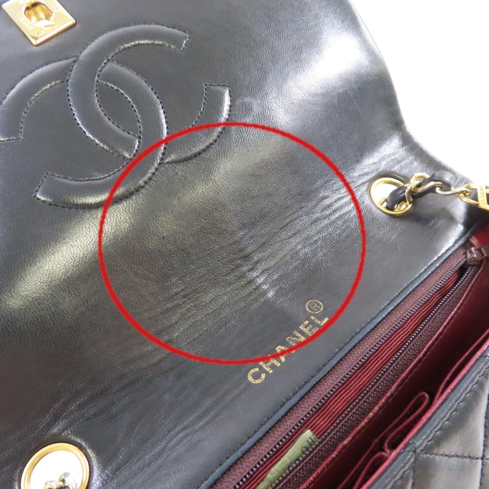 CHANEL 菱格羊皮皮革Vintage Classic Chain Shoulder Bag金扣鏈帶肩背袋黑色