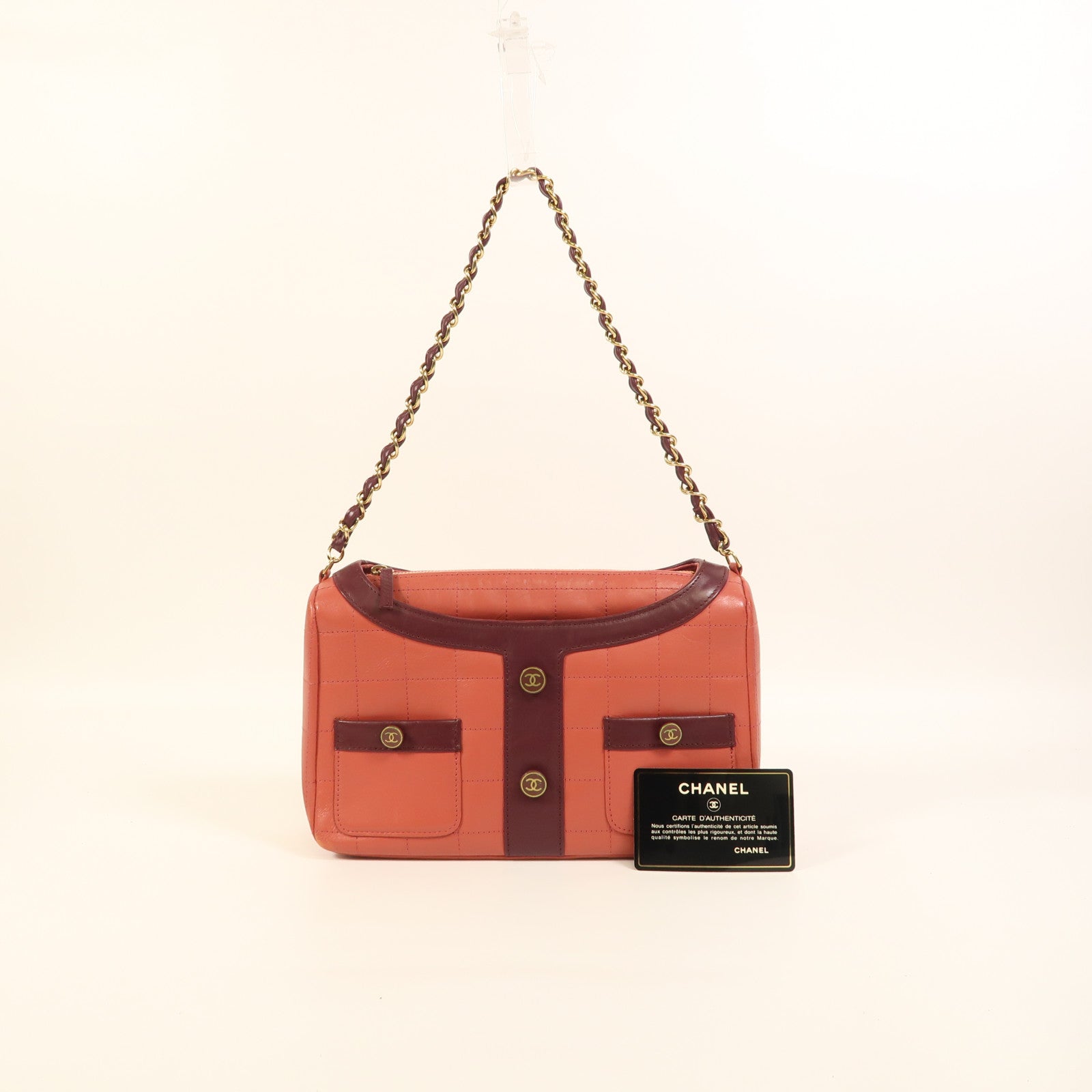 CHANEL 牛皮皮革Mademoiselle Jacket Bag金扣鏈帶肩背袋
