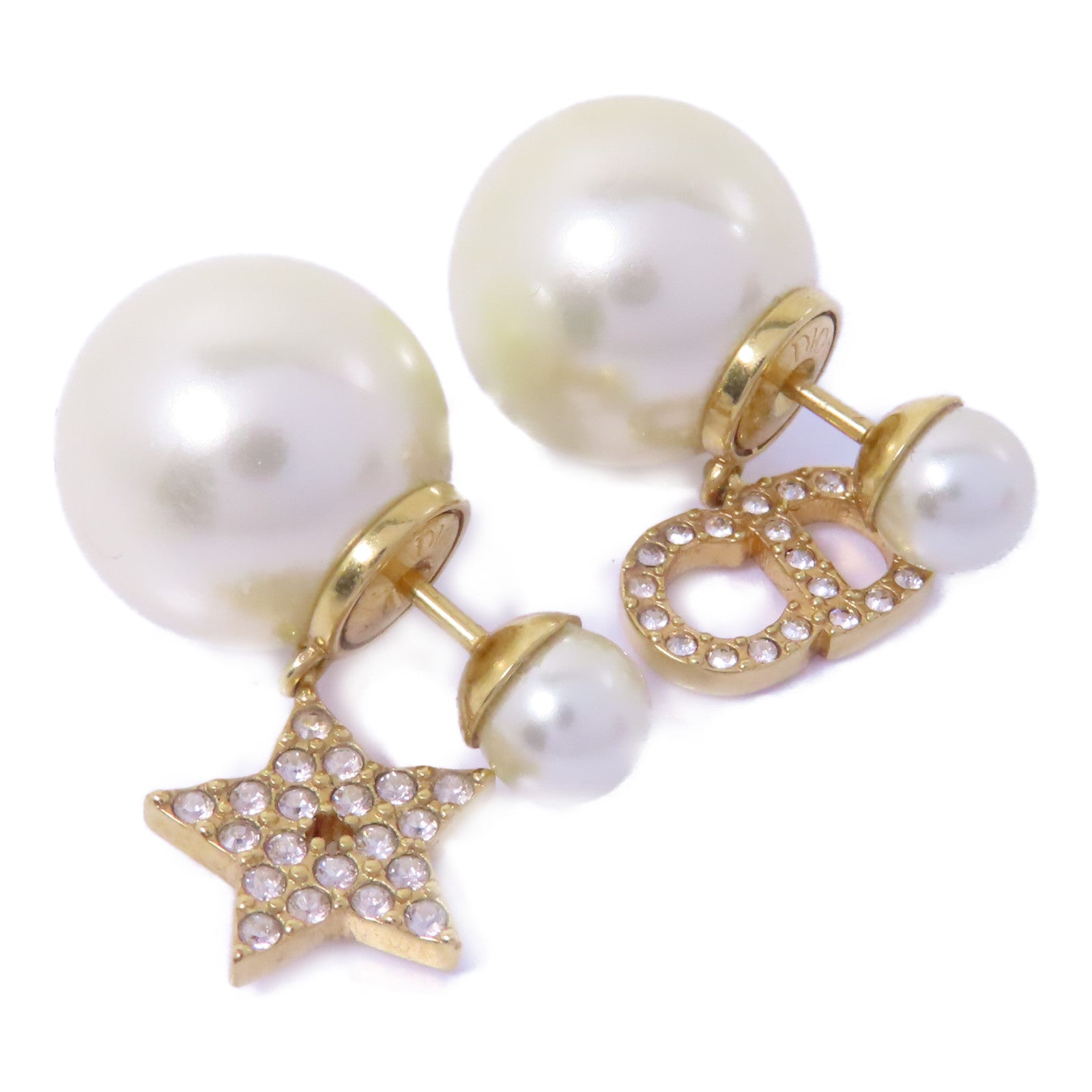 Dior 金屬/PVC Earrings耳環白色/金色