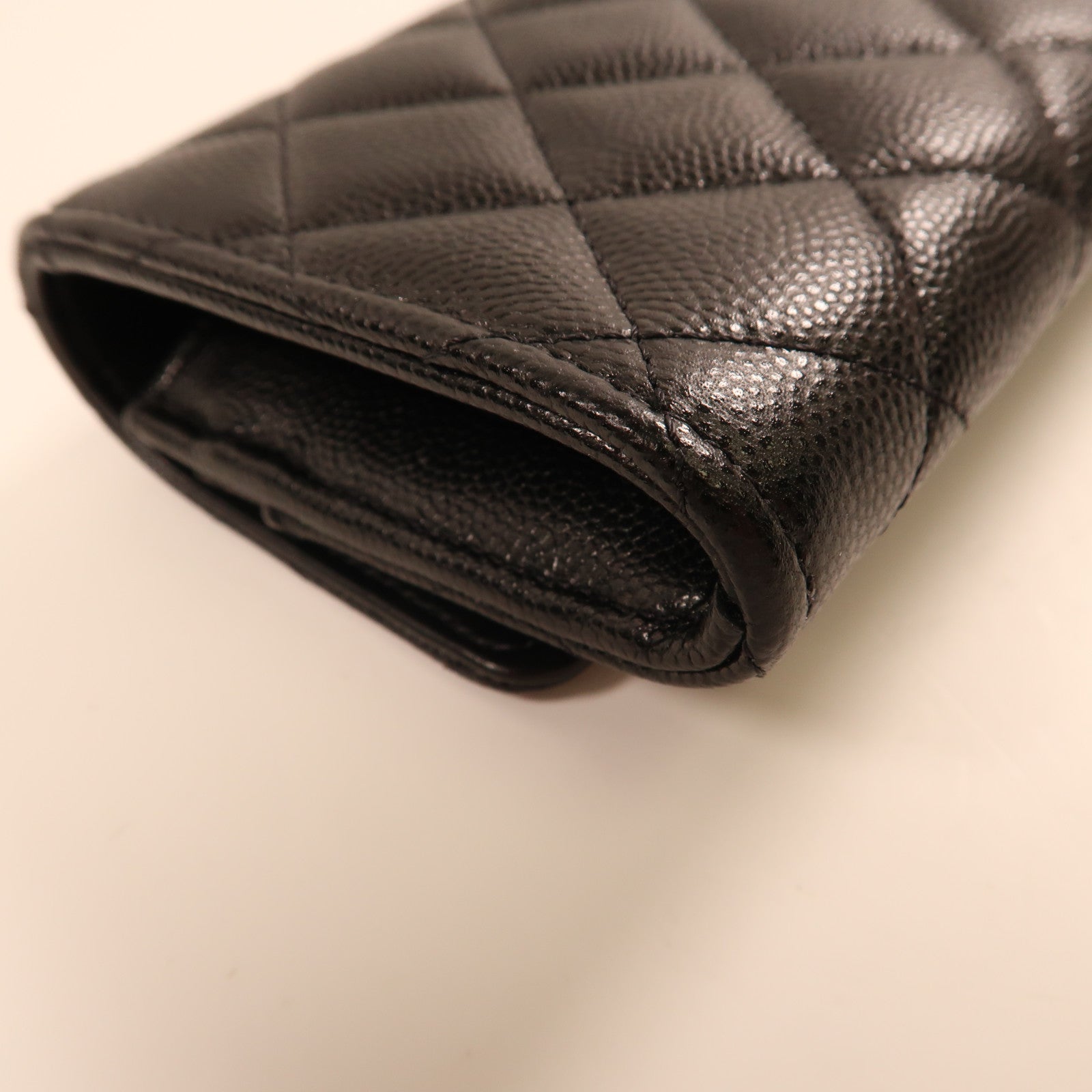 CHANEL 牛皮皮革Wallet金扣長錢包黑色