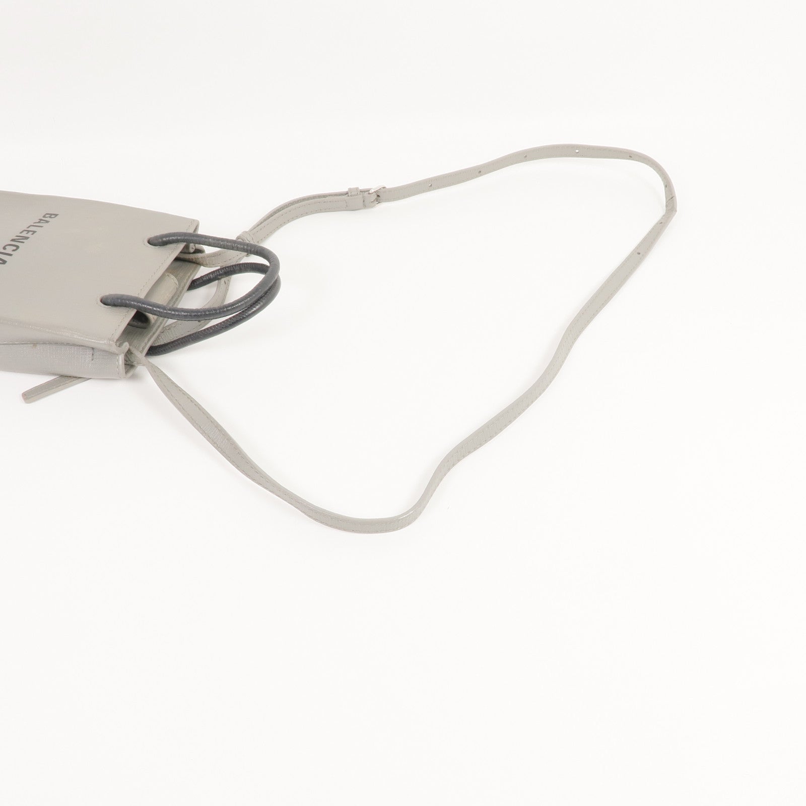 BALENCIAGA 牛皮皮革Mini Shopping Phone Holder銀扣手挽肩背兩用袋