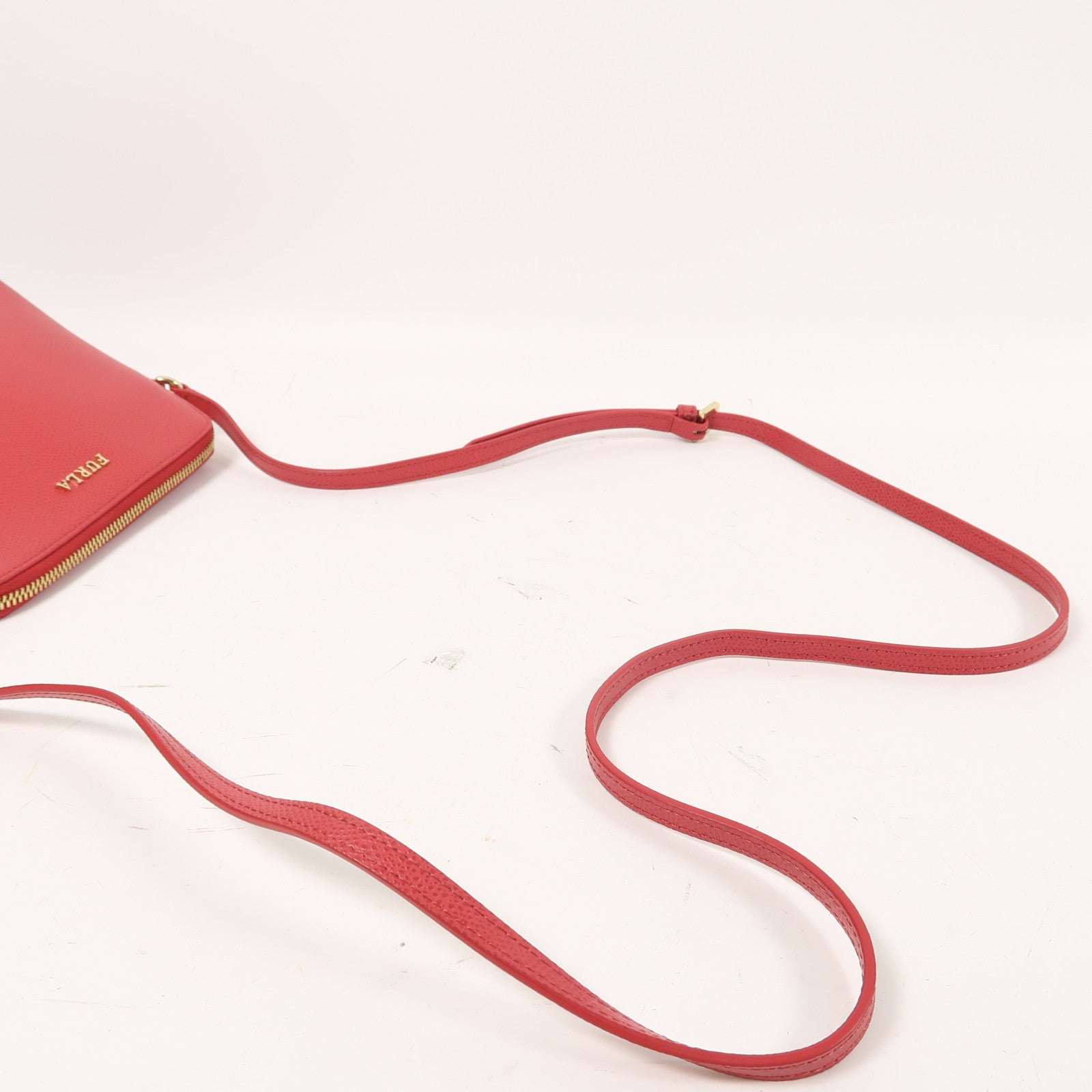 Furla 牛皮皮革Shoulder Bag金扣肩背袋紅色
