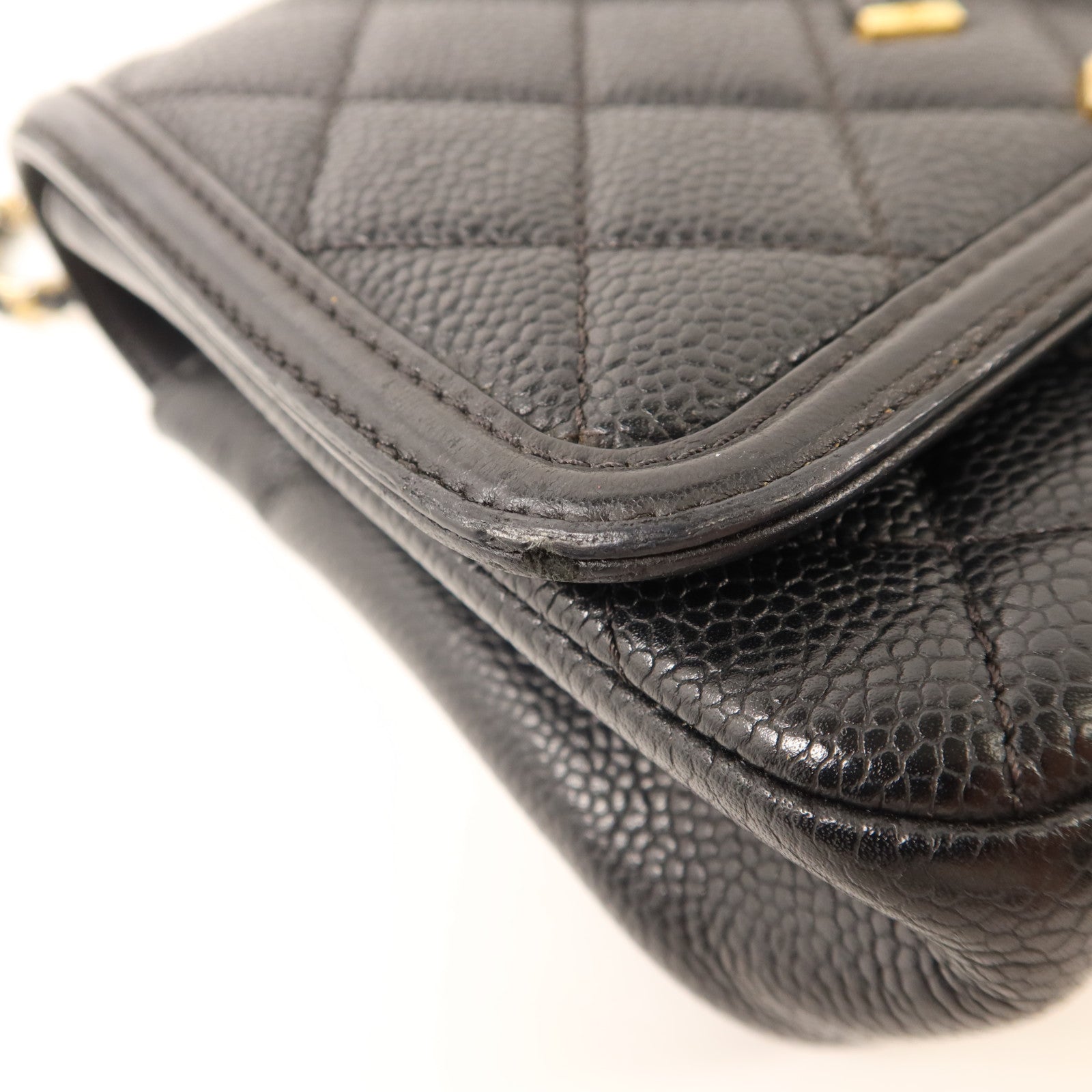 CHANEL 牛皮皮革Chain Shoulder金扣鏈帶肩背袋