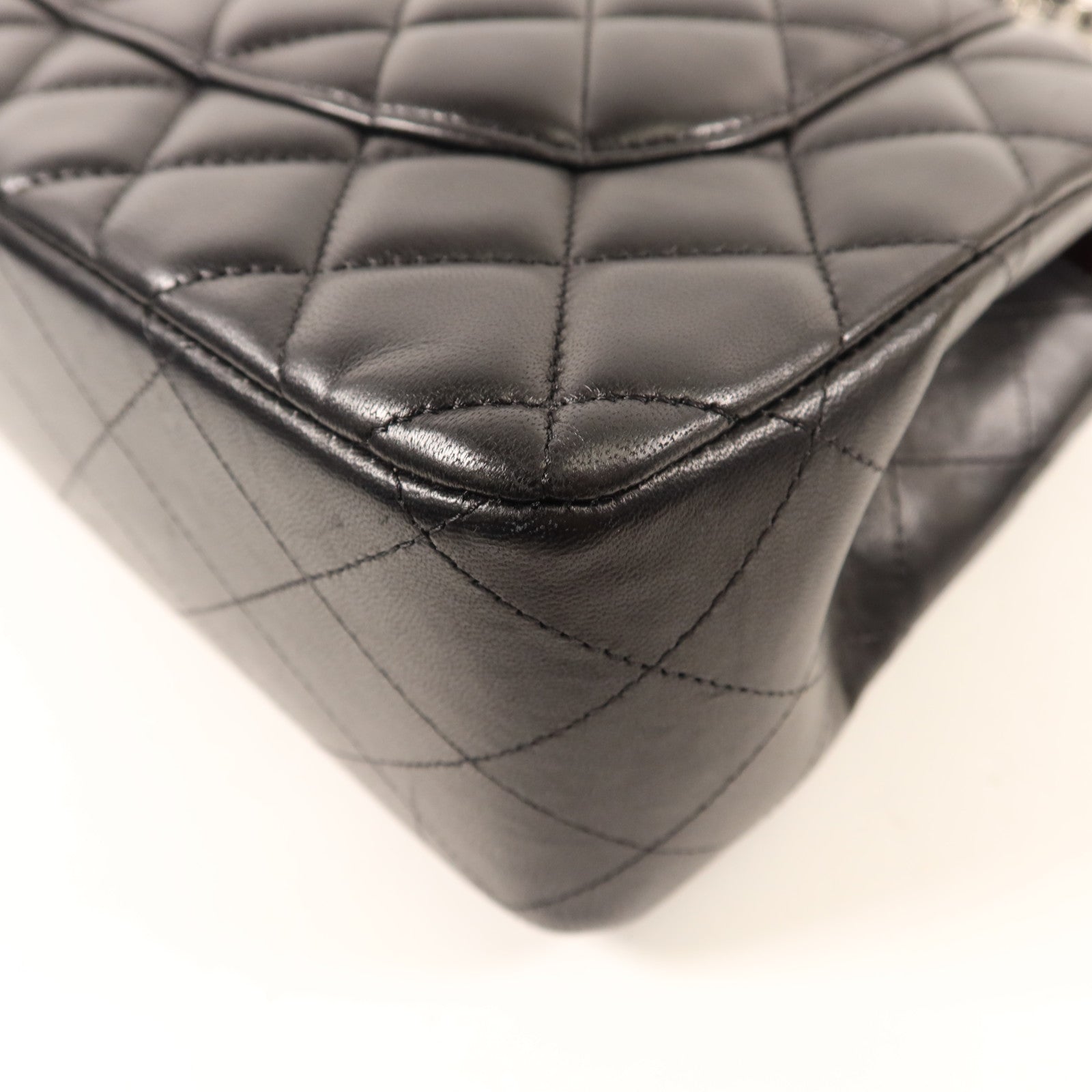 CHANEL 羊皮皮革Large Classic銀扣鏈帶肩背袋