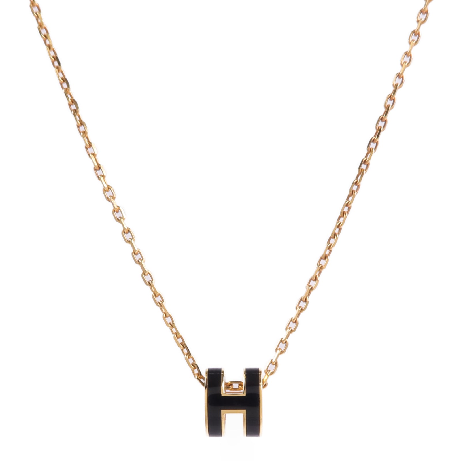 HERMES 金屬Mini Pop H Necklace項鍊Noir