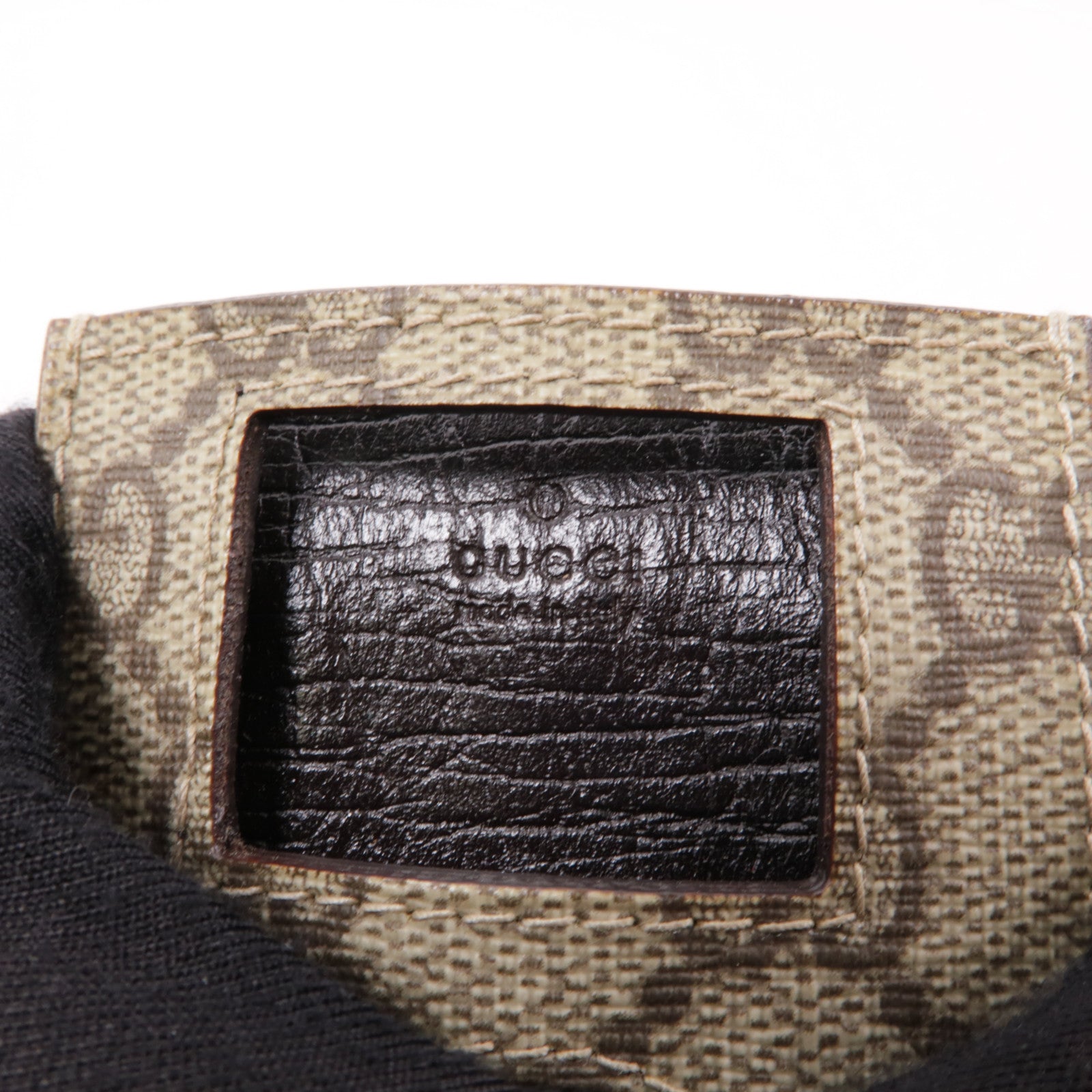 GUCCI 塗層帆布Card Case With Shoulder Strap銀扣卡夾棕色