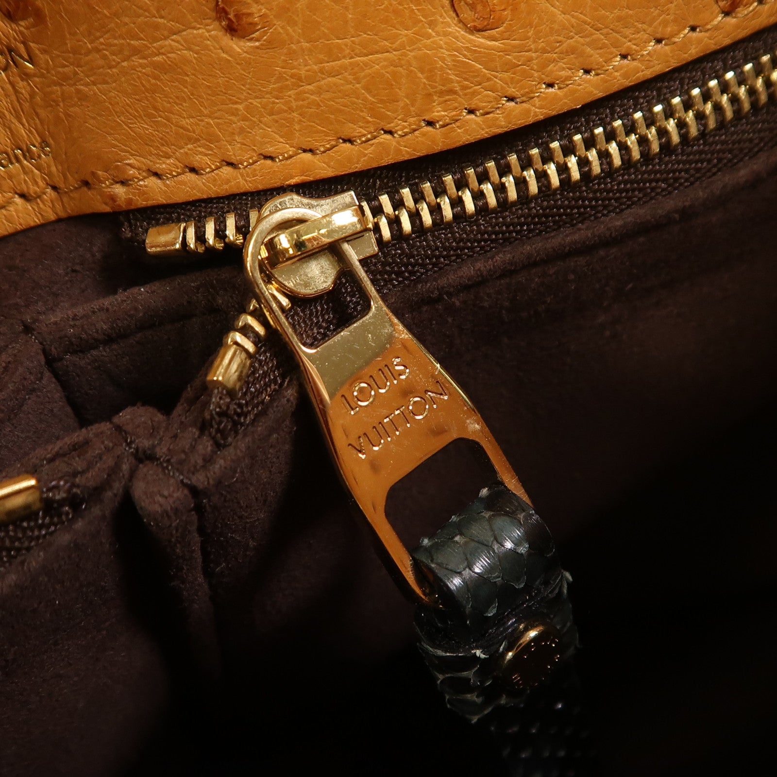 LOUIS VUITTON 蛇皮皮革/鴕鳥皮革/Monogram Etoile Exotique金扣手挽肩背兩用袋
