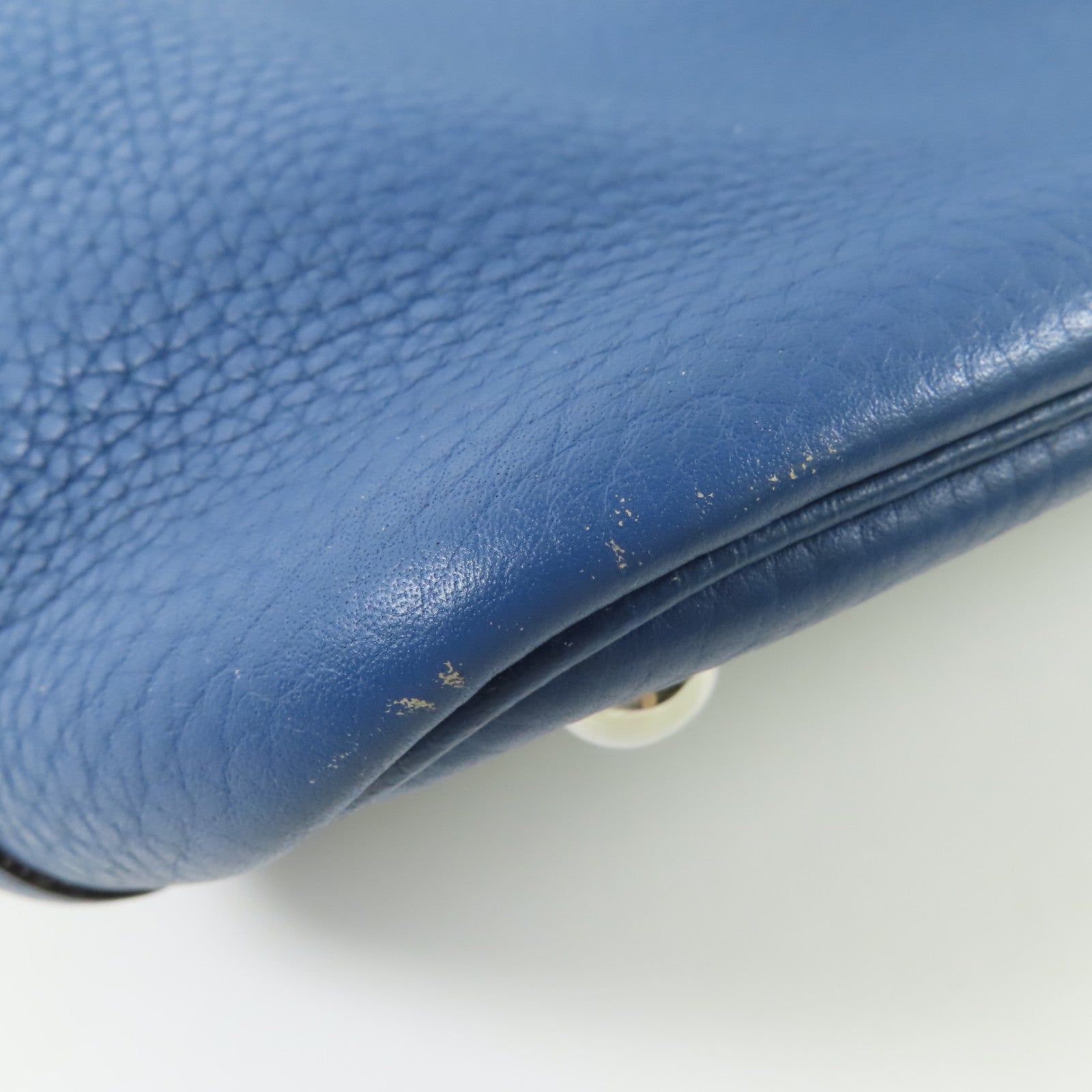 HERMES Clemence皮革Bolide 31銀扣手挽肩背兩用袋7E Bleu Brighton