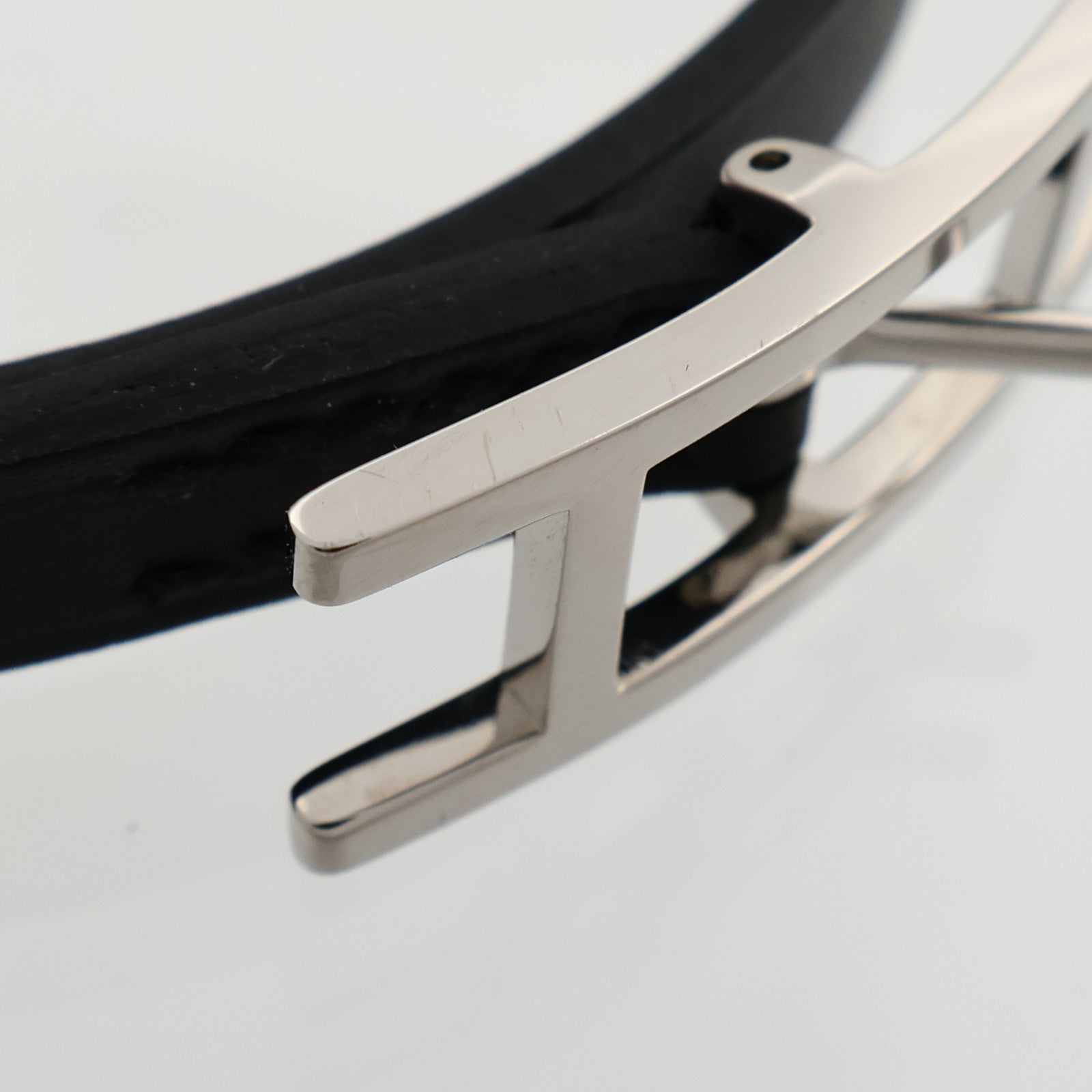 HERMES Chamonix/Tadelakt皮革Behapi Double Tour Bracelet手帶Noir