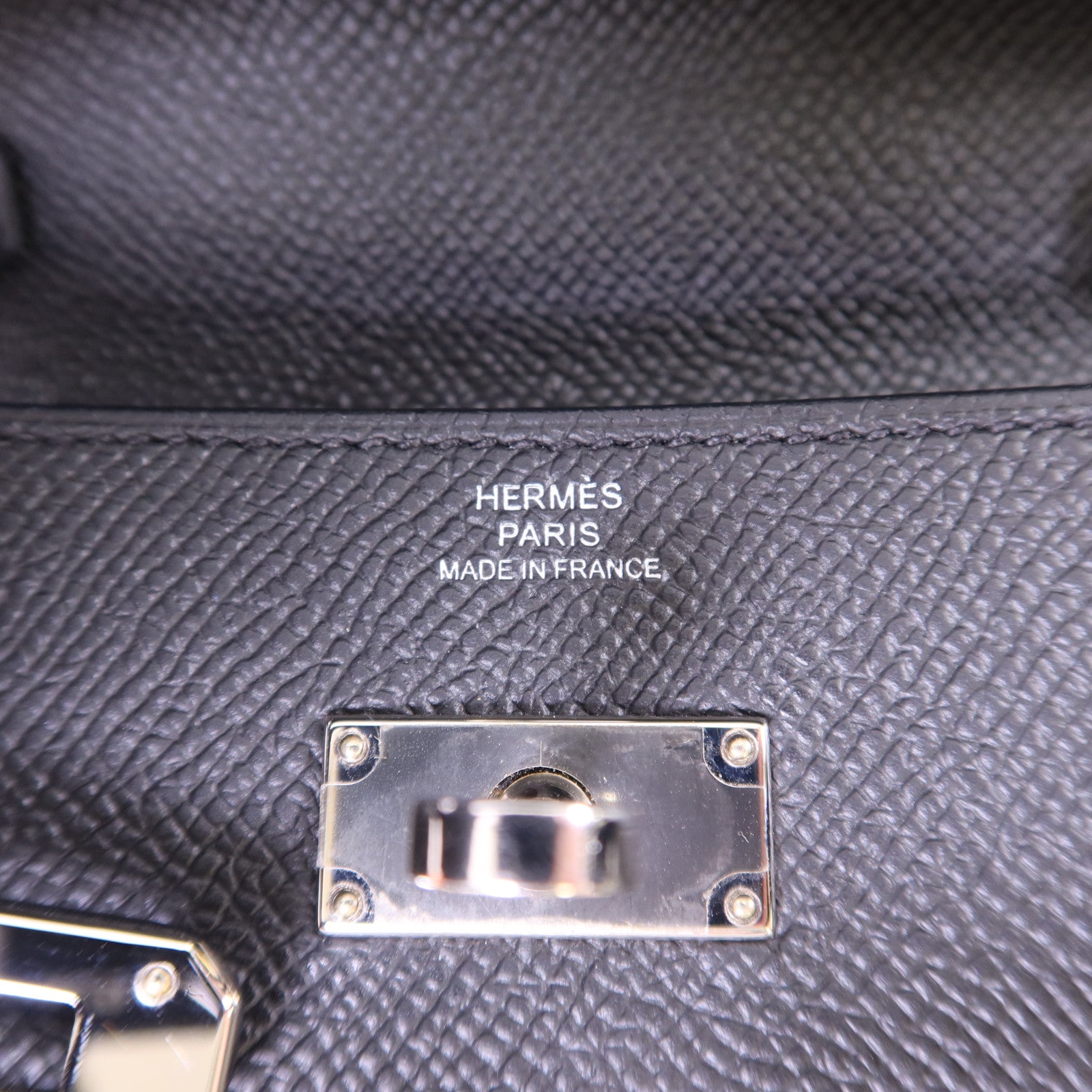 HERMES Epsom皮革Kelly To Go銀扣肩背袋Noir