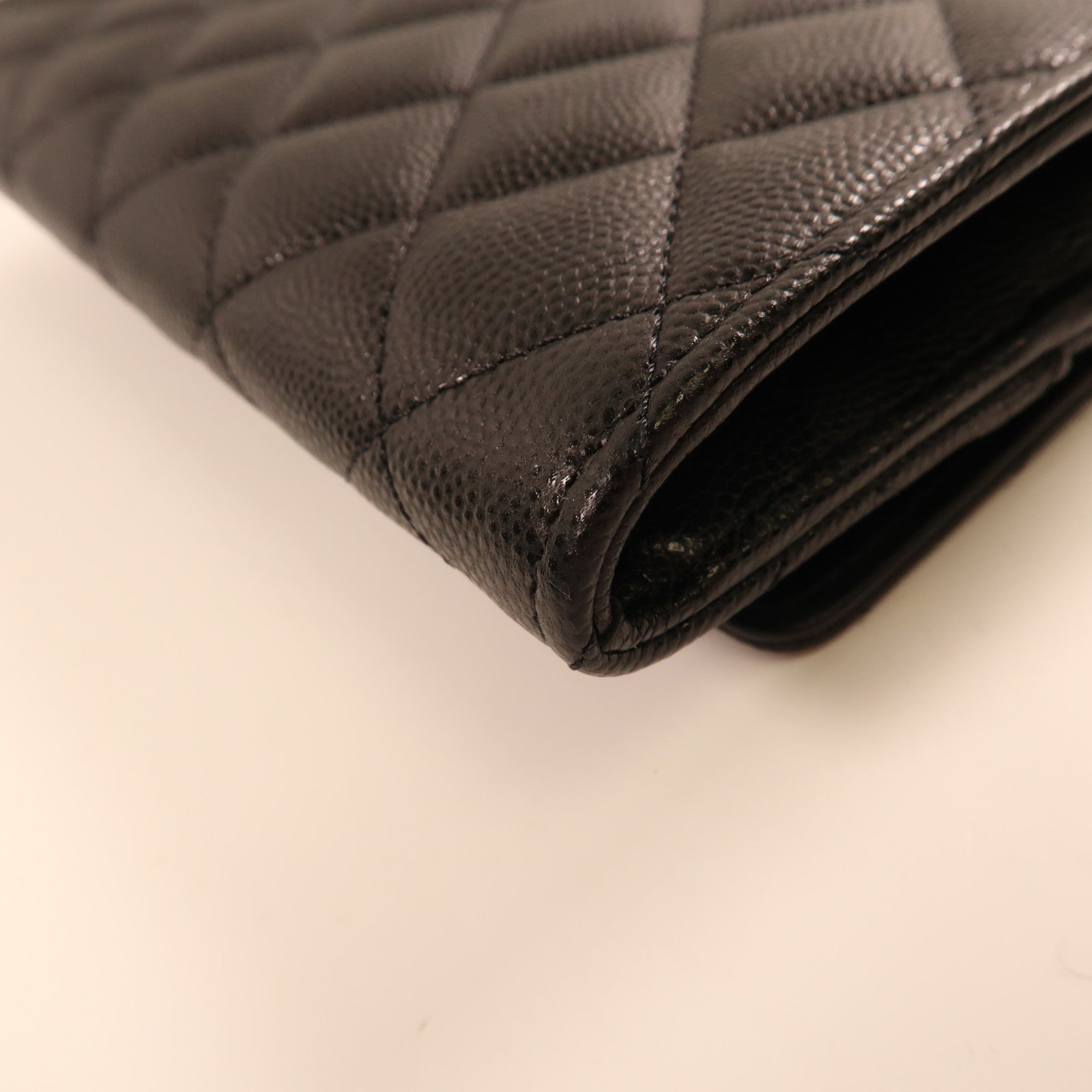 CHANEL 牛皮皮革Wallet金扣長錢包黑色