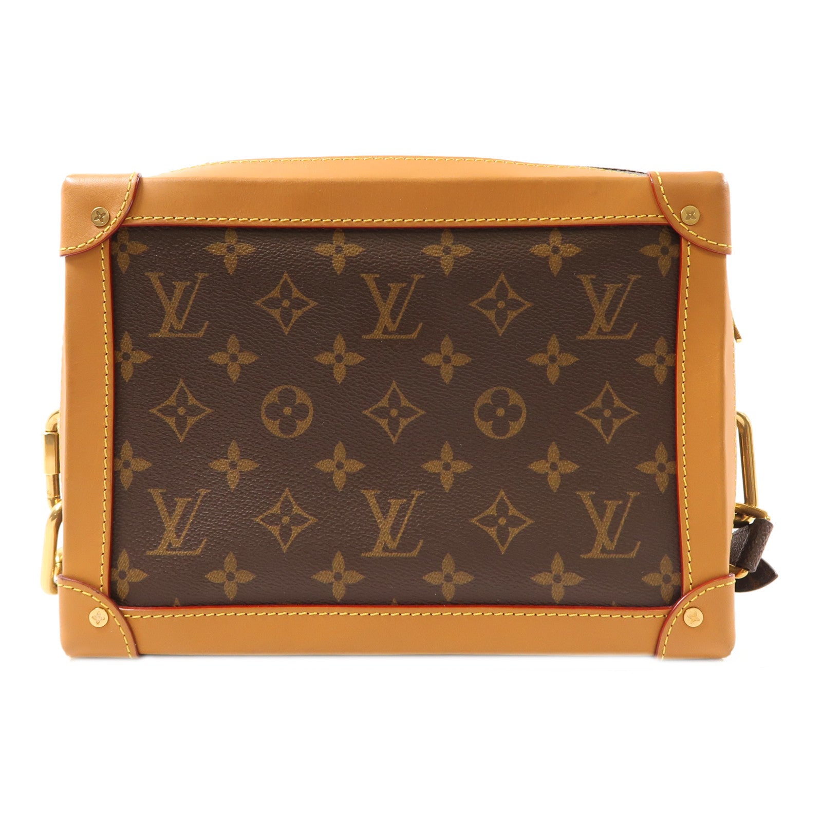 LOUIS VUITTON Monogram Soft Trunk金扣肩背袋棕色