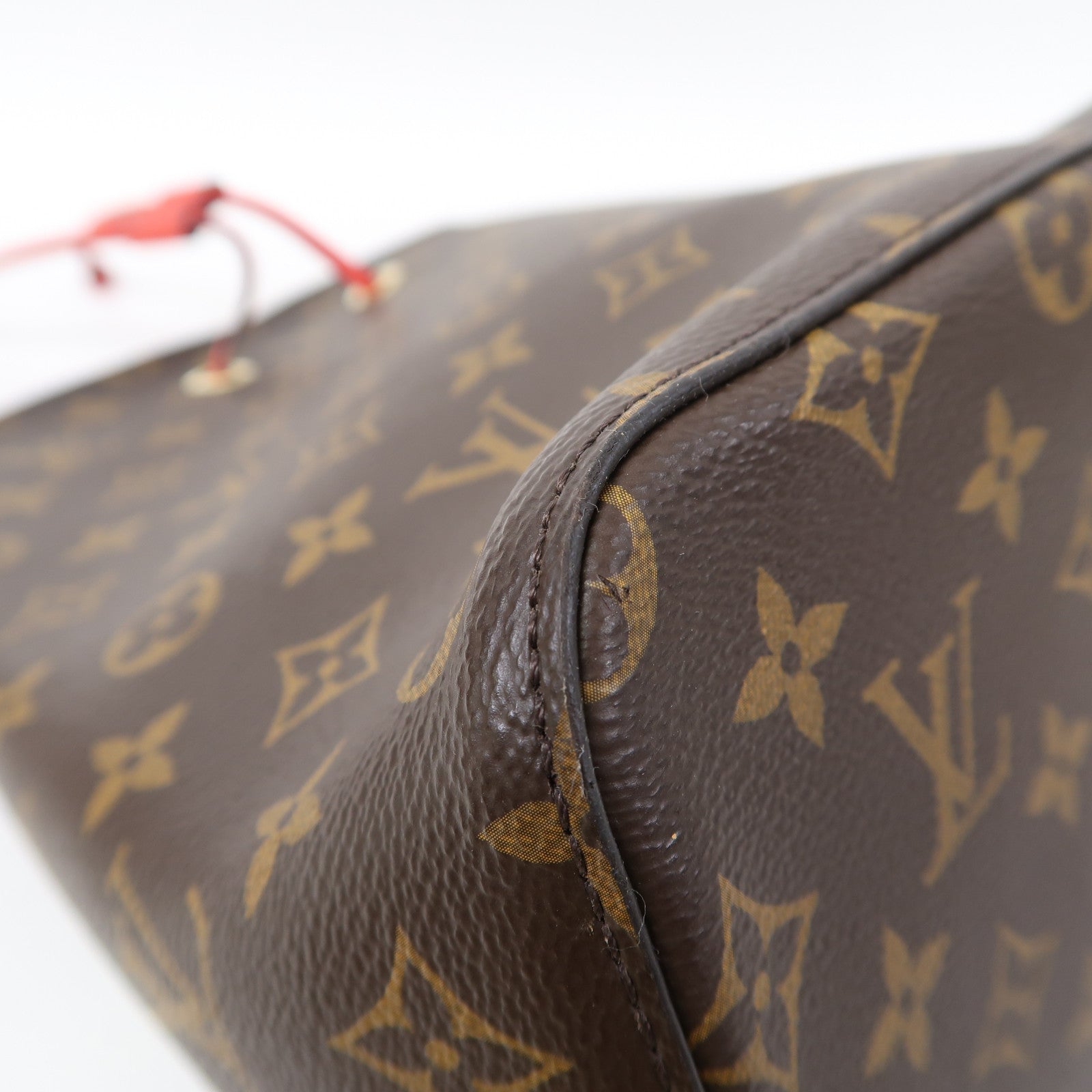 LOUIS VUITTON Monogram Neo Noe MM金扣肩背袋啡色/紅色