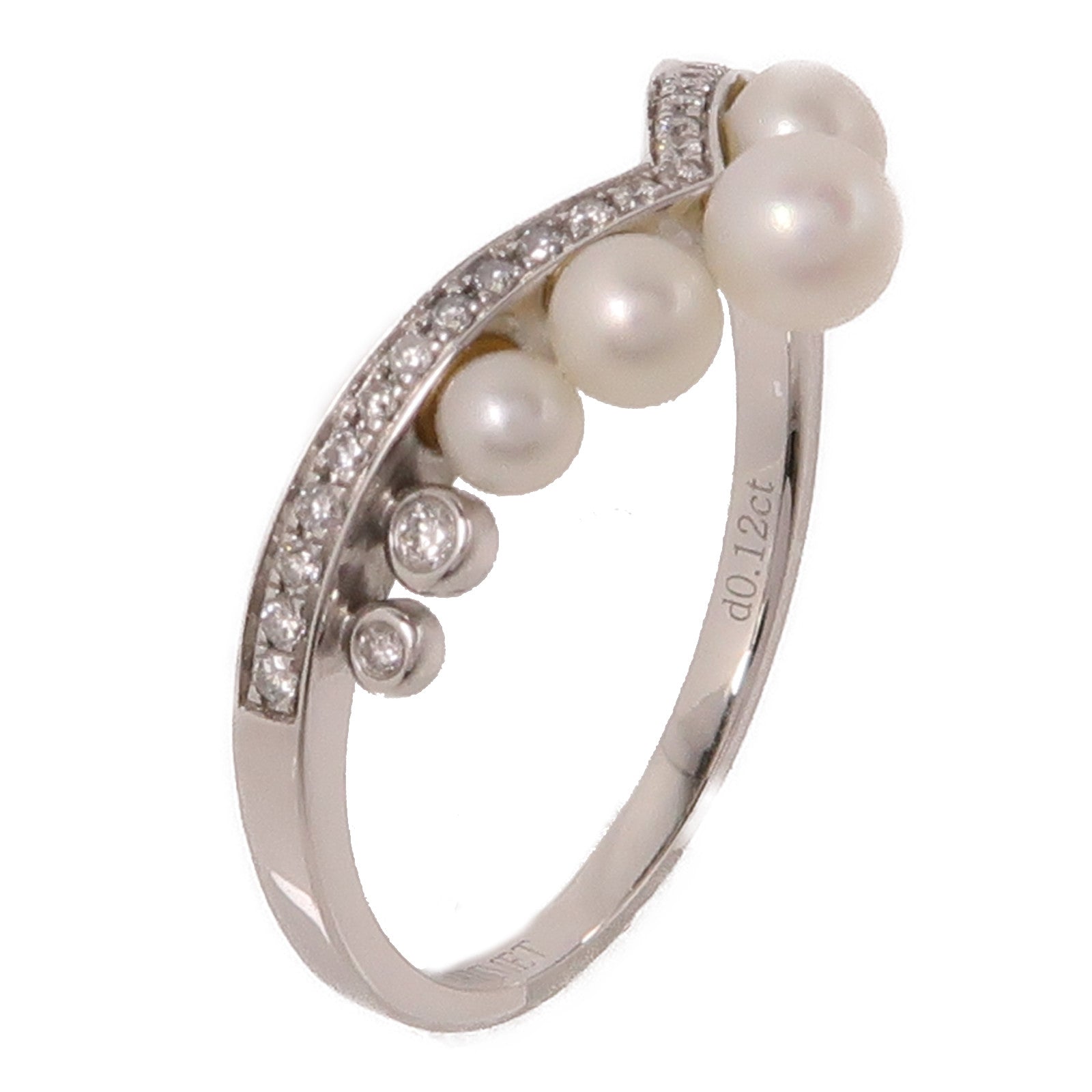 JEWELRY 18K白金Pearl Diamond Ring珍珠/0.12ct鑽石戒指US#5.75