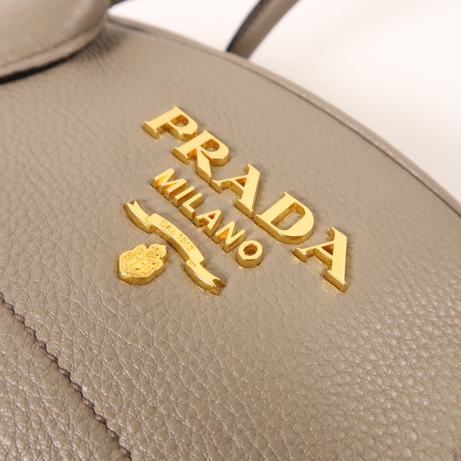 PRADA GHW Vit Daino Vitello Phenix 2 Way Bag Calfskin Leather Gray