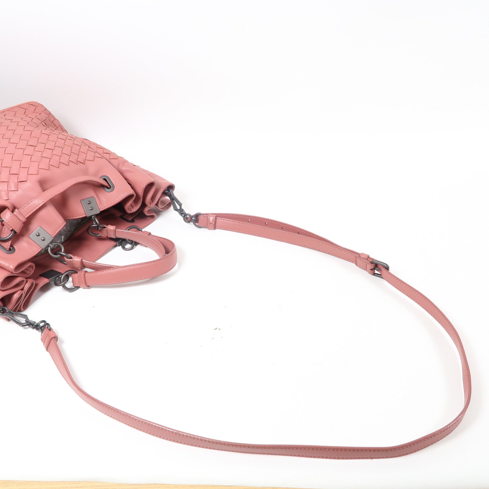 BOTTEGA VENETA 織紋羊皮皮革2Way Shoulder Bag手挽肩背兩用袋粉紅色