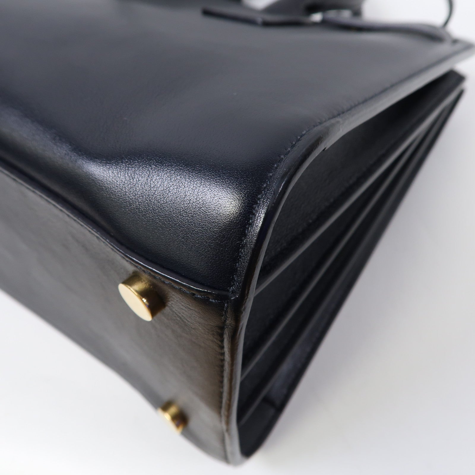 SAINT LAURENT 牛皮皮革Sac de Jour Small金扣手挽肩背兩用袋深藍色