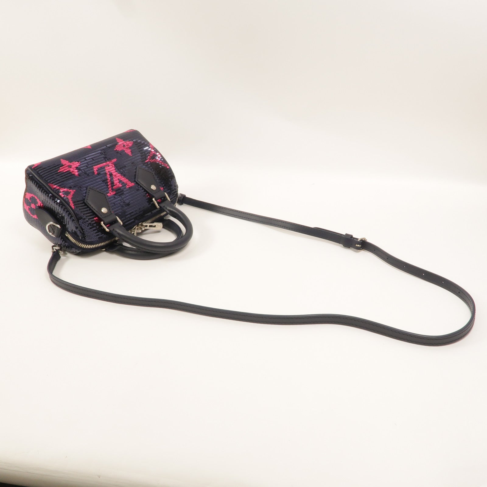 LOUIS VUITTON Satin/Sequins Speedy Bandouliere 18手挽肩背兩用袋