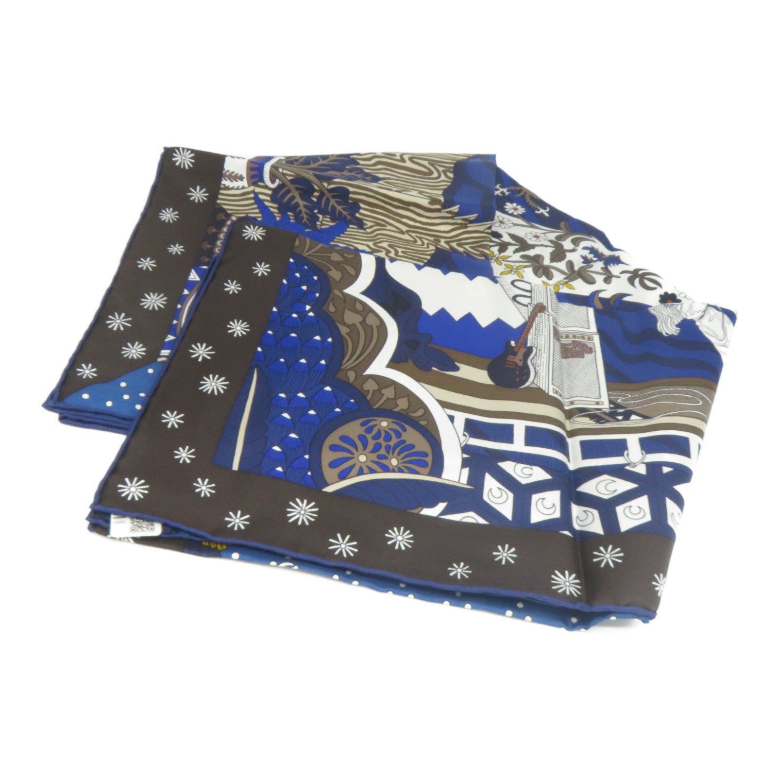 HERMES 【激減優惠】絲質Scarf絲巾啡色/藍色