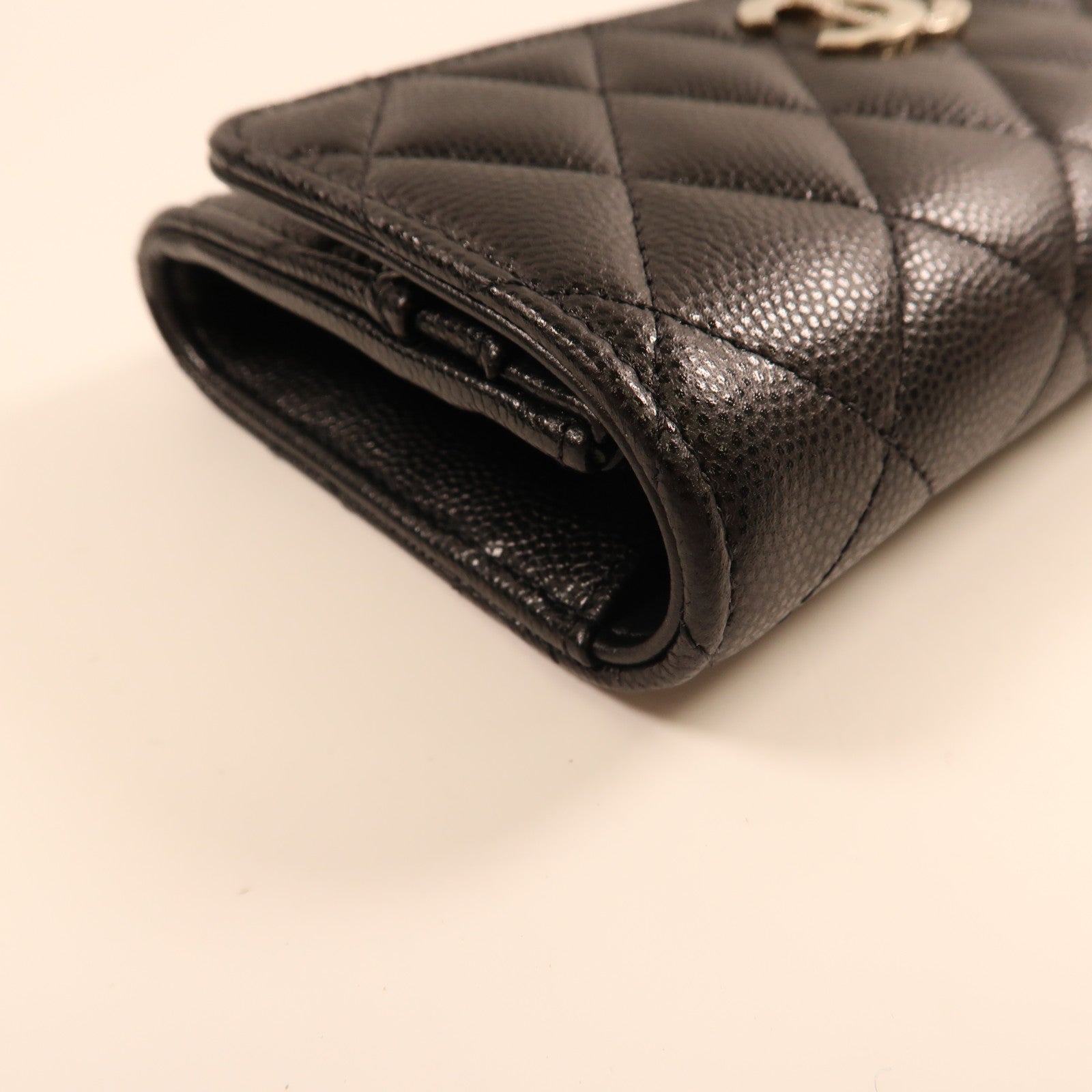 CHANEL 牛皮皮革Wallet金扣長錢包黑色