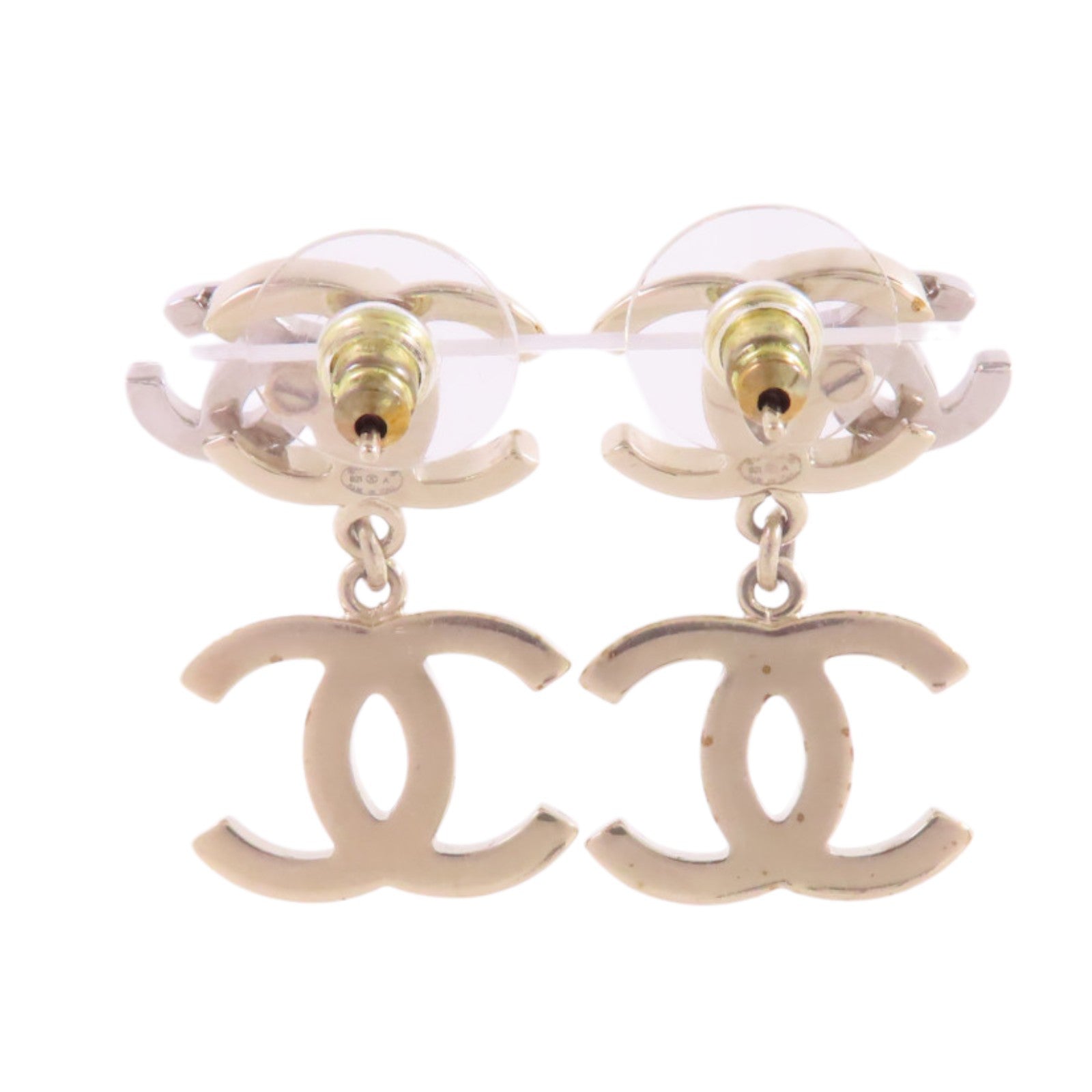 CHANEL 金屬/水鑽/仿珍珠CC Earrings金扣耳環