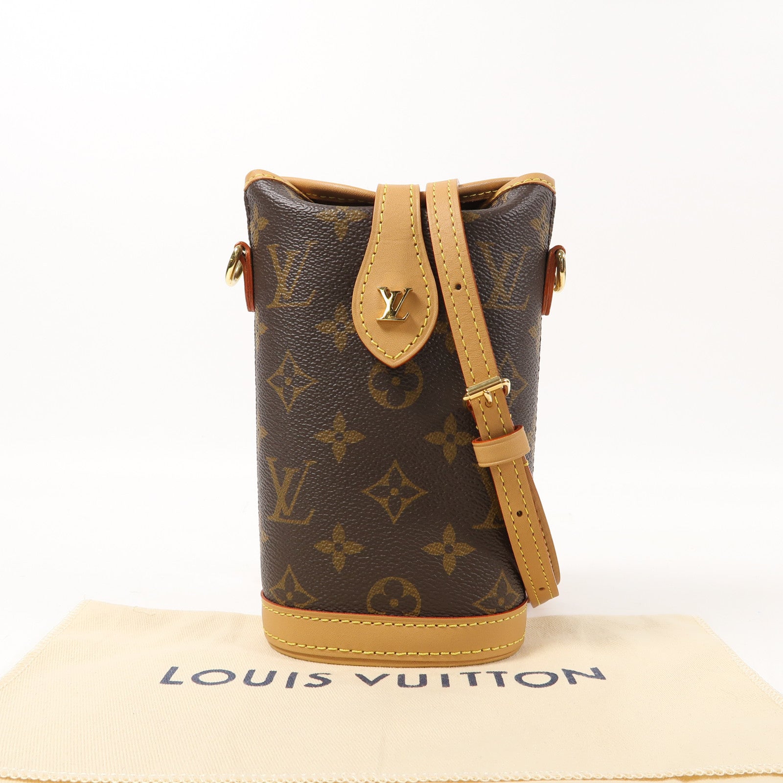 LOUIS VUITTON Monogram Fold Me Pouch金扣肩背袋啡色