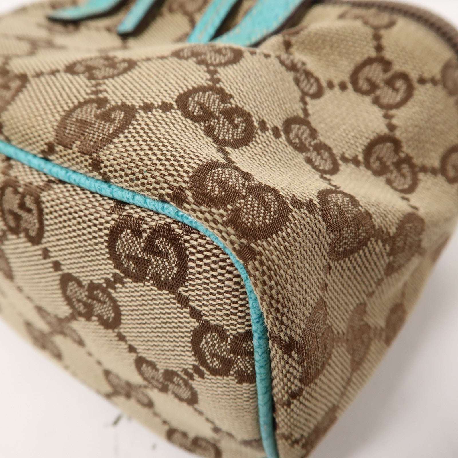 GUCCI 【激減優惠】帆布Small Vanity Bag銀扣手挽袋啡色