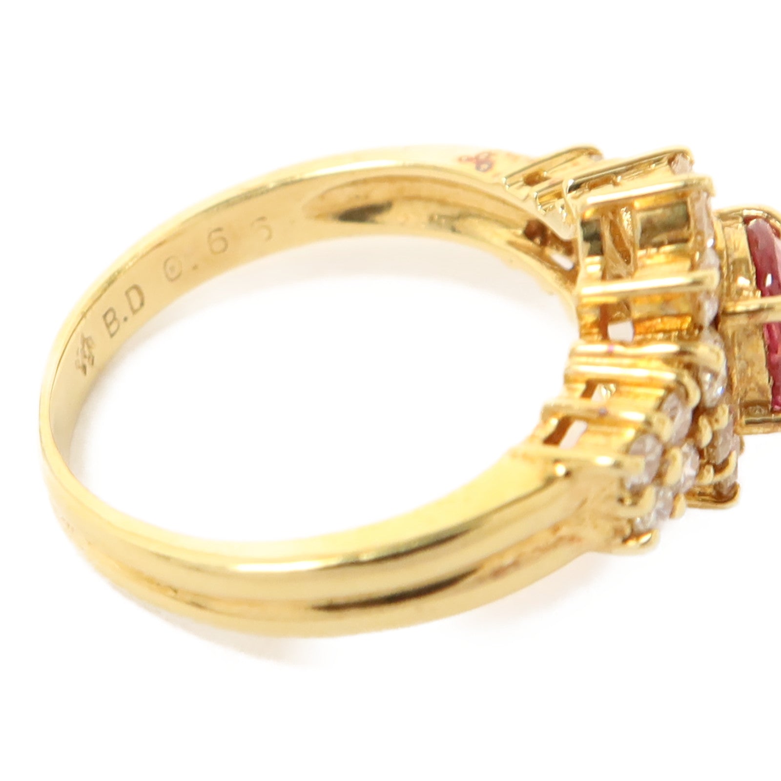 JEWELRY 18K黃金Pink Sapphire Diamond Ring粉紅色藍寶石/鑽石戒指US#4