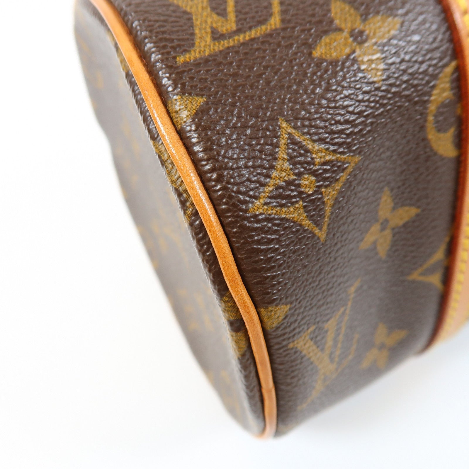 LOUIS VUITTON Monogram Papillon PM金扣手挽袋棕色