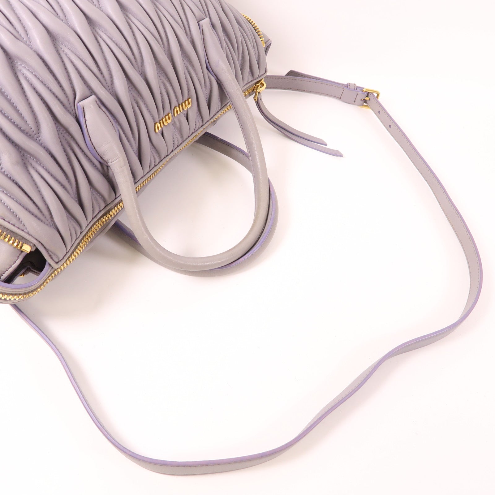 Miu Miu 羊皮皮革2 Way Shoulder Bag金扣手挽肩背兩用袋