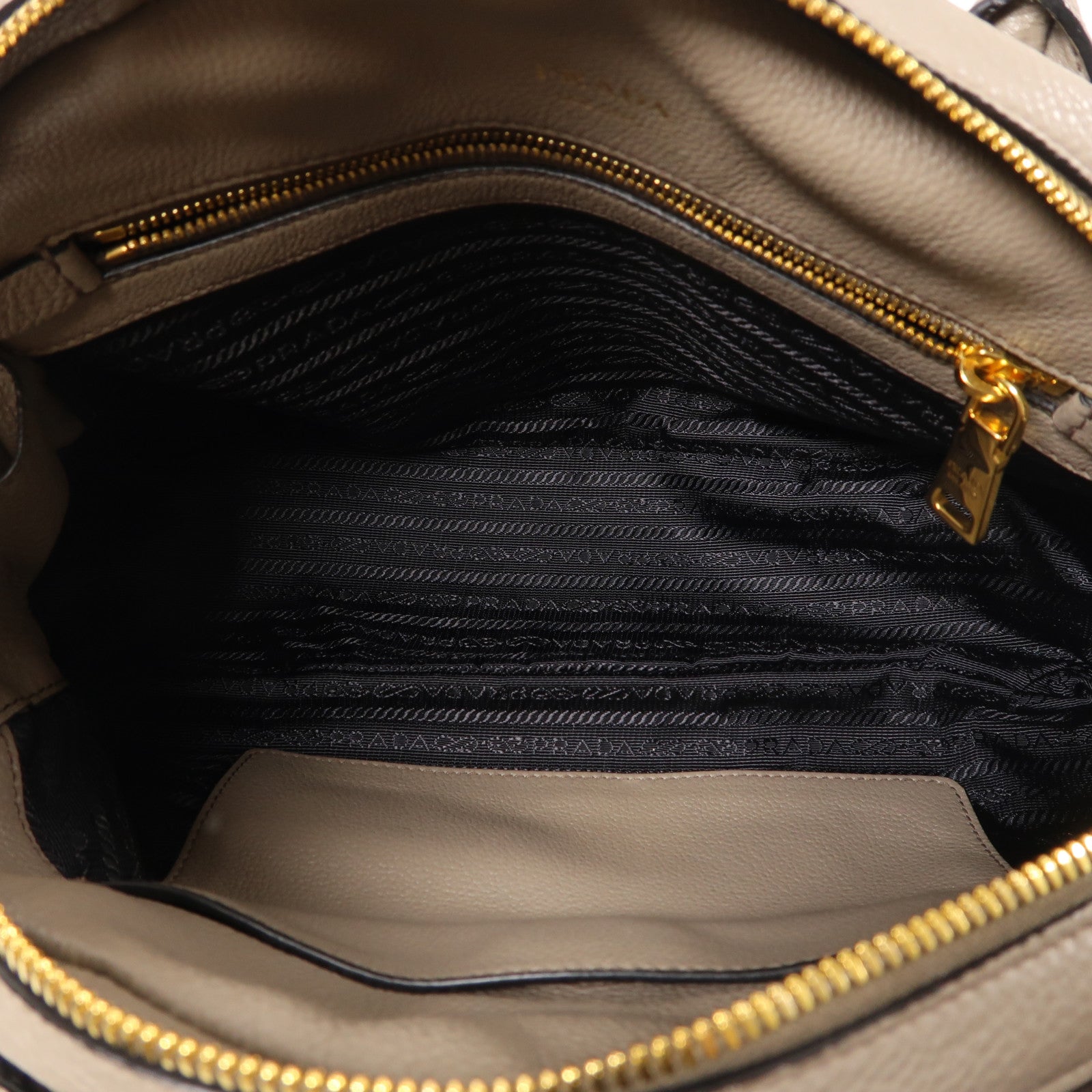 PRADA GHW Vit Daino Vitello Phenix 2 Way Bag Calfskin Leather Gray