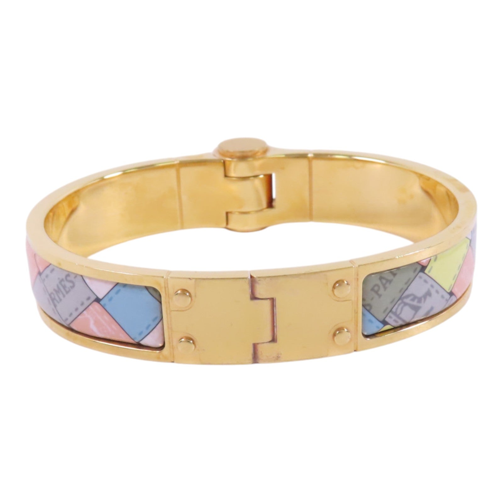 HERMES 金屬/琺瑯Hinged Bracelet金扣手鐲