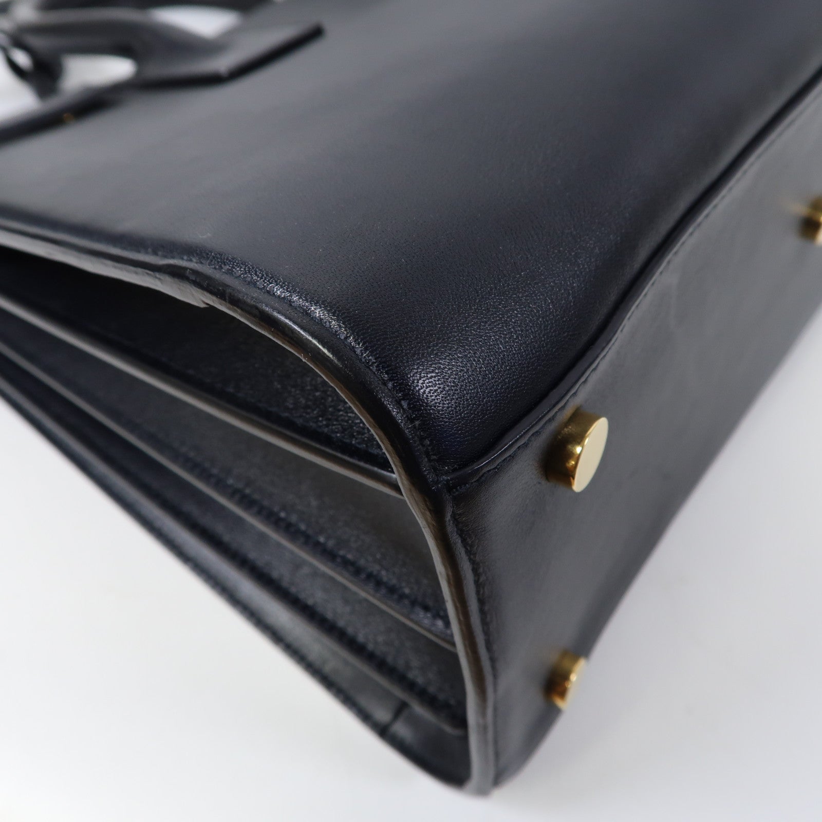 SAINT LAURENT 牛皮皮革Sac de Jour Small金扣手挽肩背兩用袋深藍色