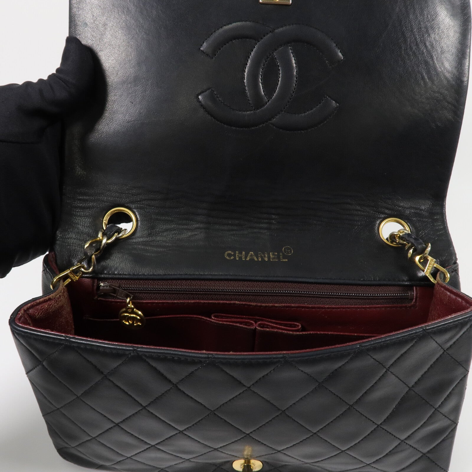 CHANEL 羊皮皮革Vintage Chain Shoulder鏈帶肩背袋