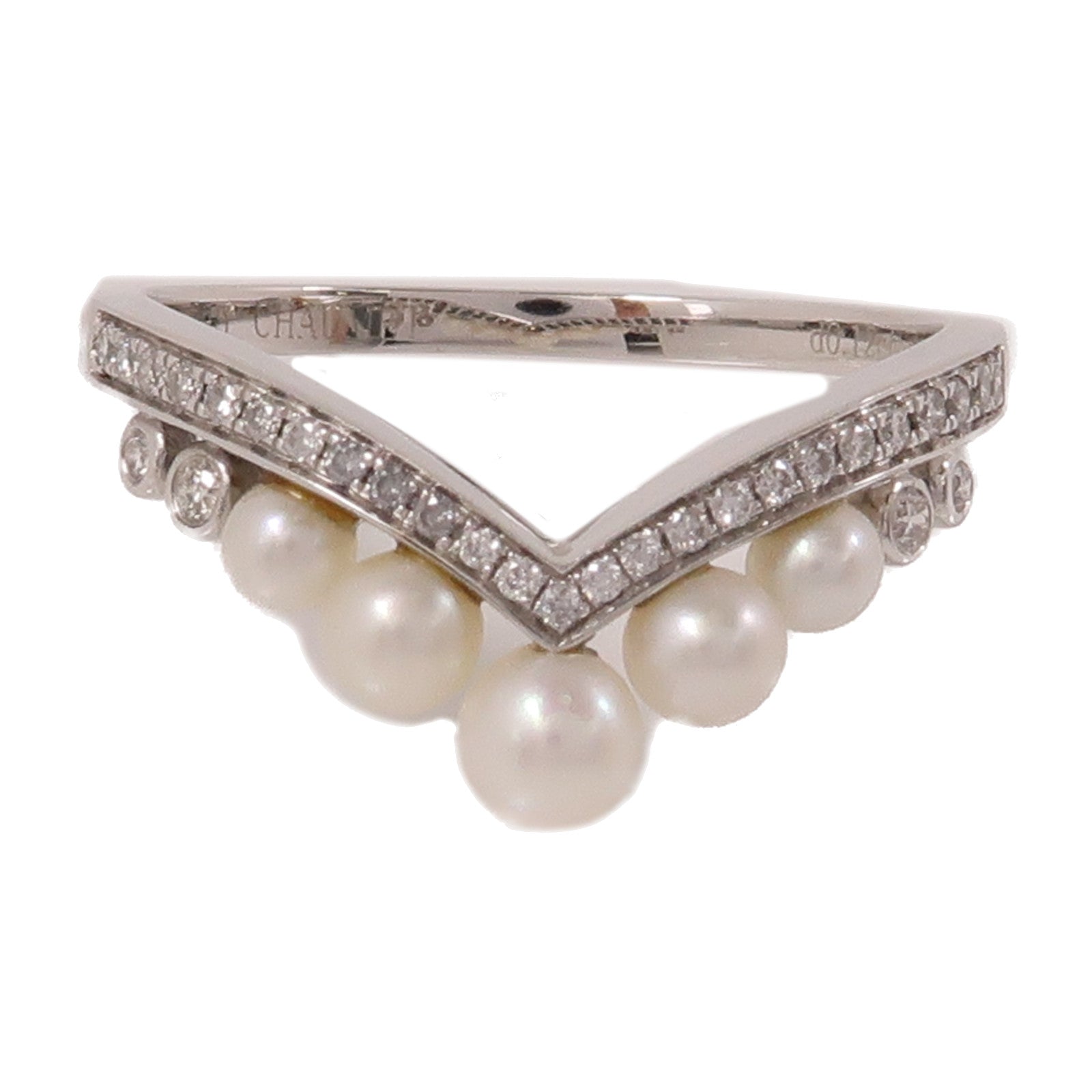 JEWELRY 18K白金Pearl Diamond Ring珍珠/0.12ct鑽石戒指US#5.75