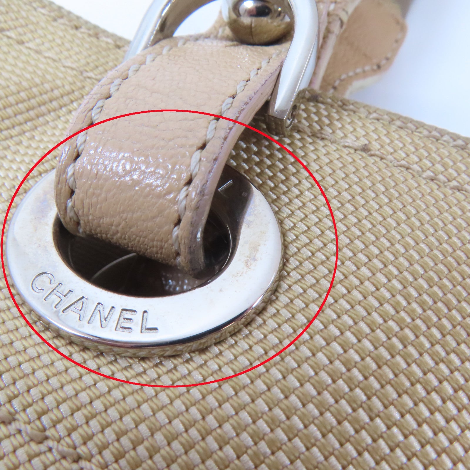 CHANEL (PRICE DOWN) Quilted CC SHW Paris Biarritz Tote Bag Handbag PVC Coated Canvas Beige