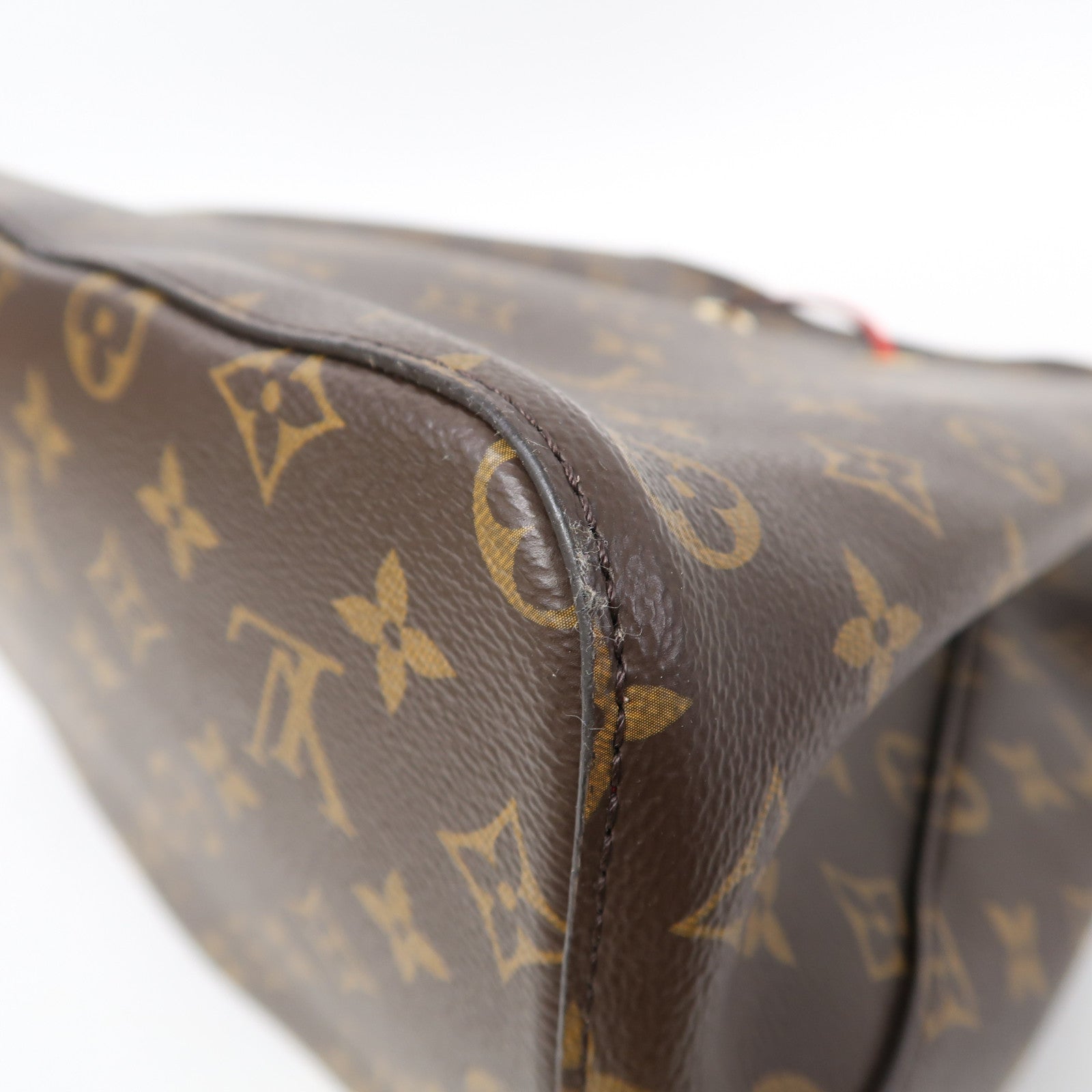 LOUIS VUITTON Monogram Neo Noe MM金扣肩背袋啡色/紅色