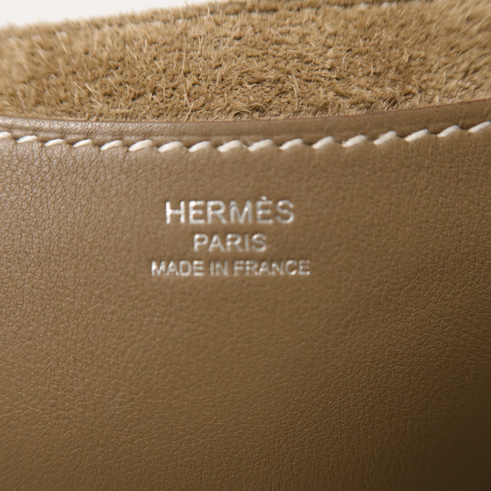 HERMES Clemence皮革In The Loop 23銀扣手挽袋Etoupe