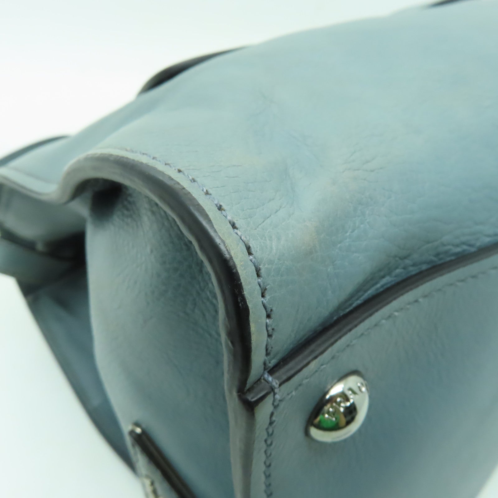 PRADA 【清倉大減價】牛皮皮革2 Way Shoulder Bag銀扣手挽肩背兩用袋海藍色